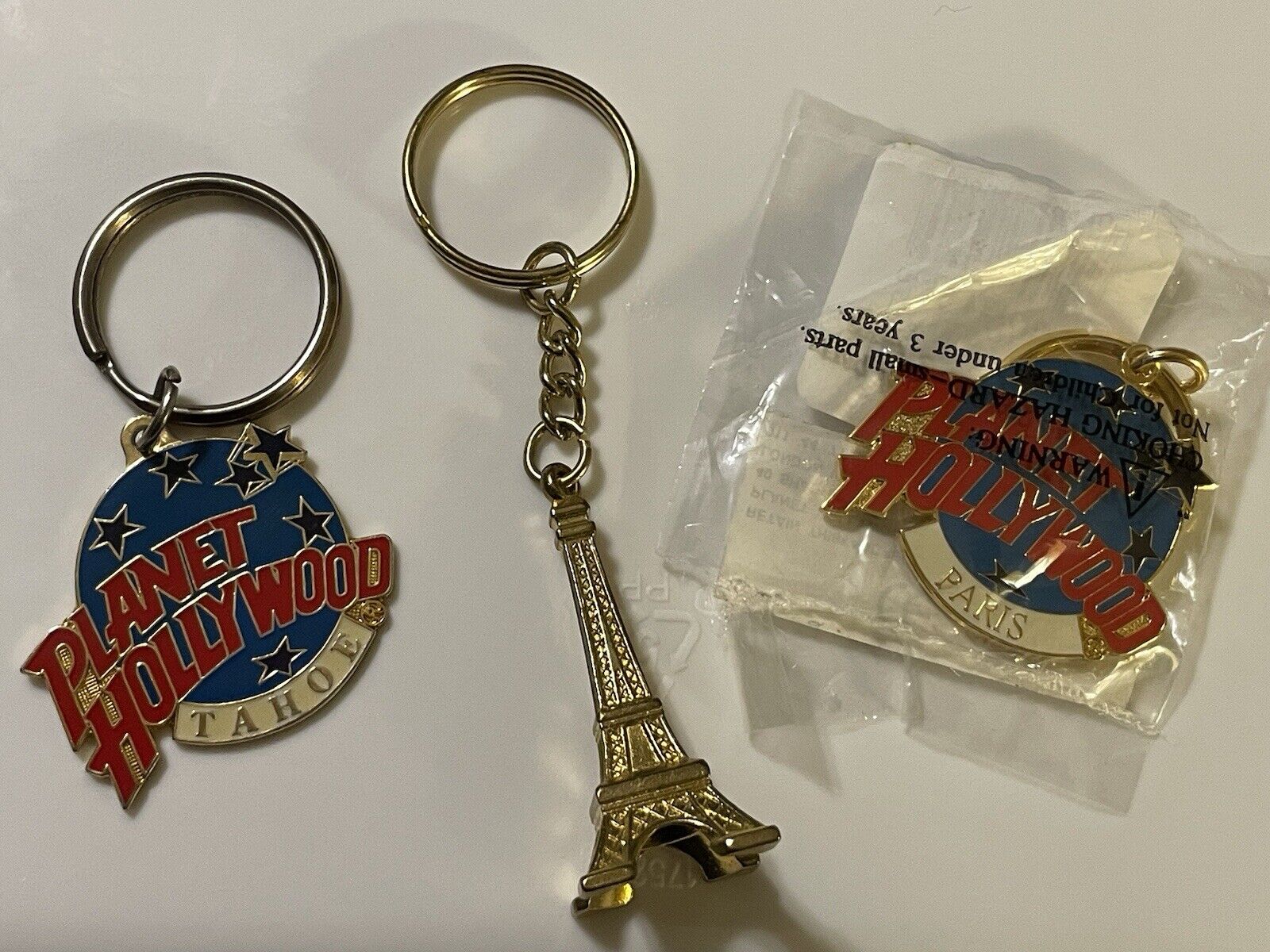 Planet Hollywood Lot: Paris, Tahoe Souvenir Collectible Metal Key Ring