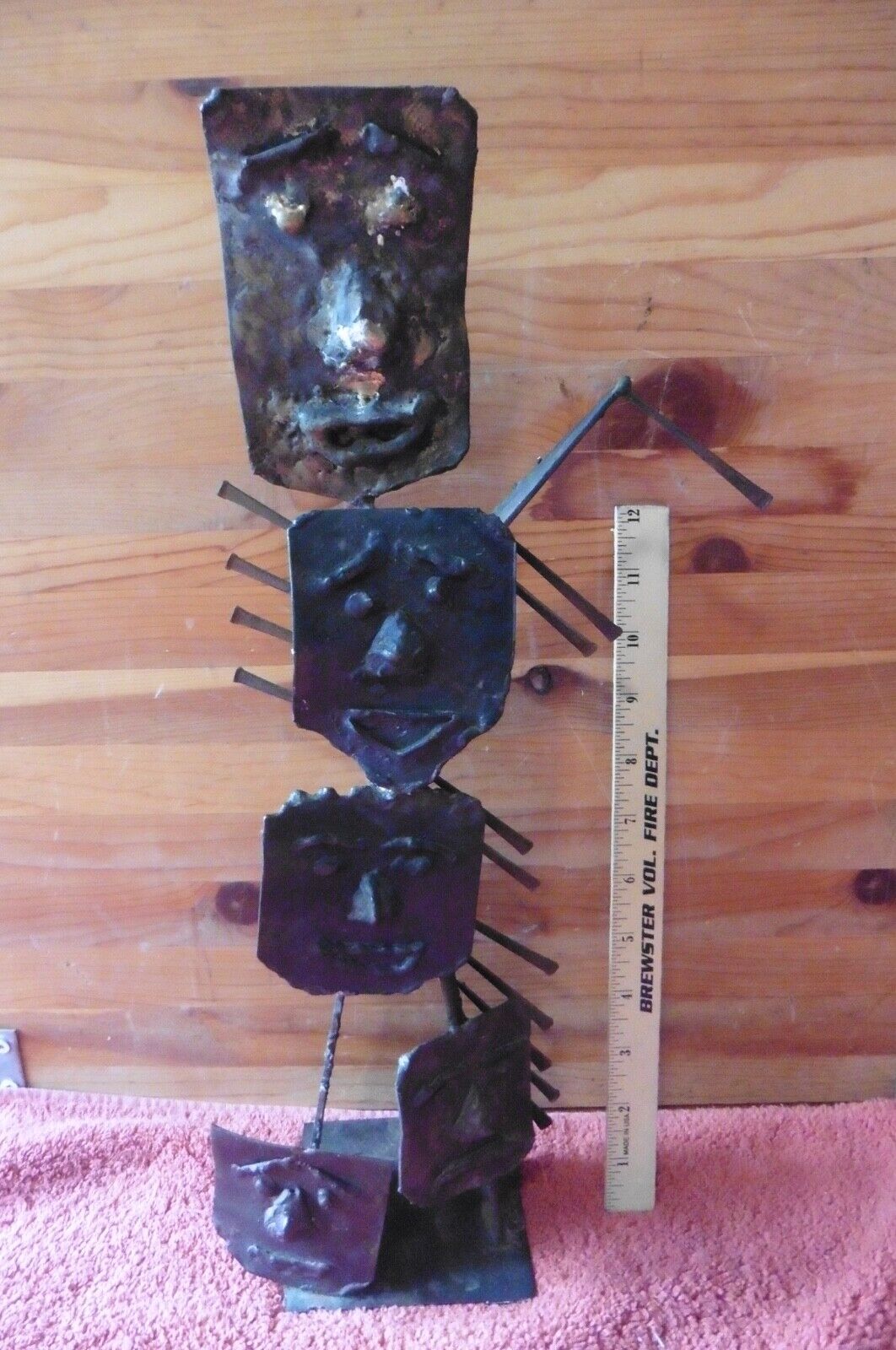 Vintage Comedy & Tragedy Theater Drama Masks Metal Steampunk Art Statue handmade