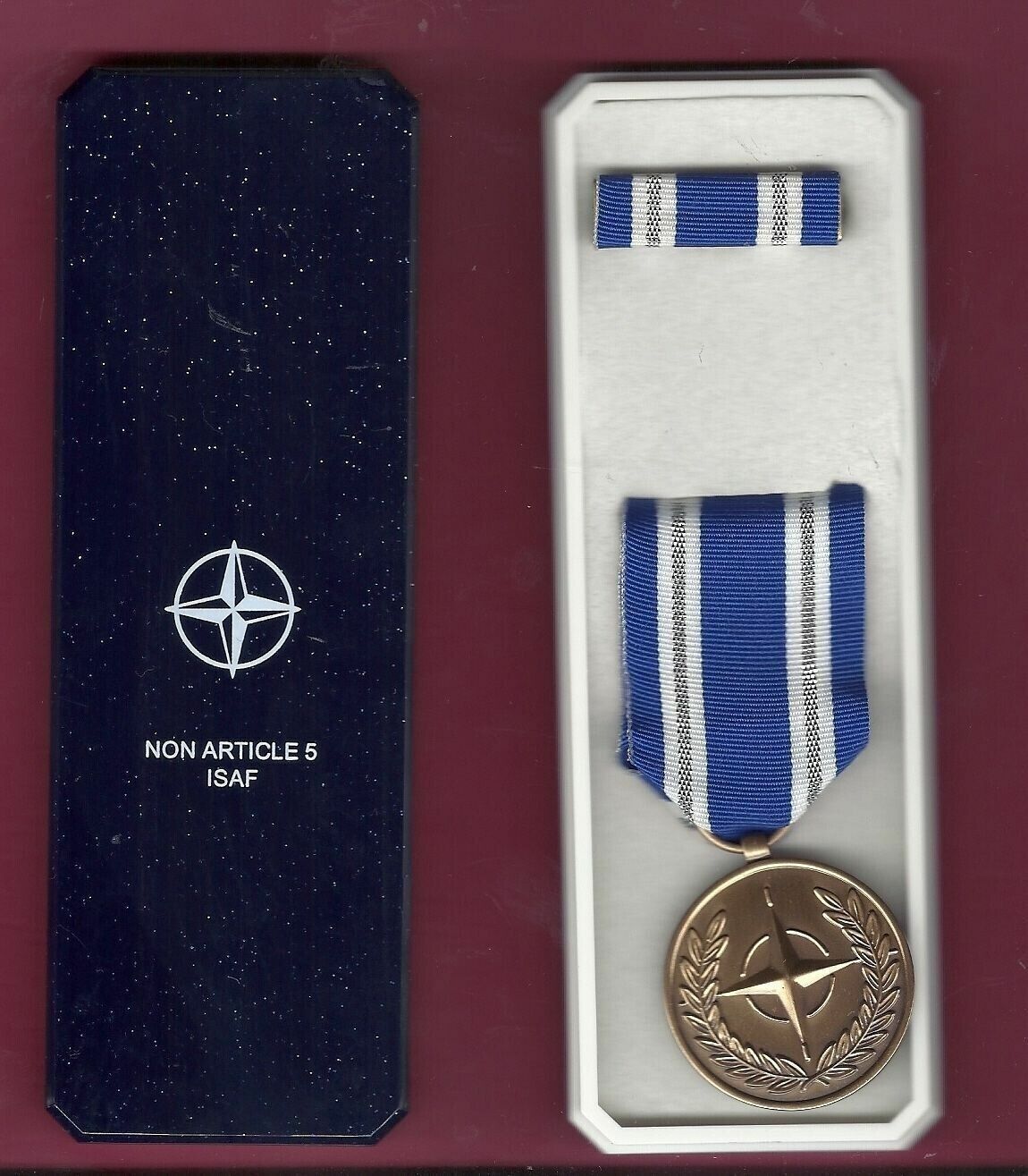 NATO ISAF Service Award full size  medal with ribbon bar in NATO case