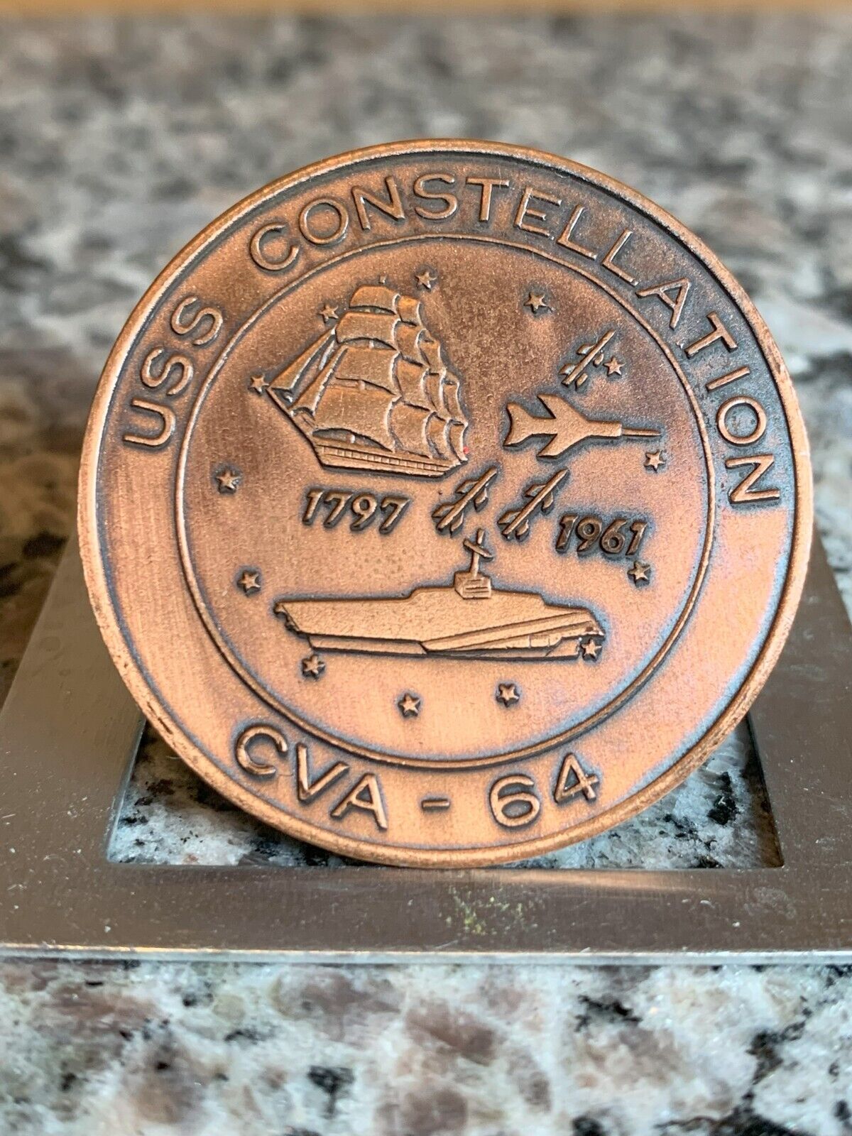 USS Constellation CVA64 Commissioning Medal New York Naval Shipyard 1961