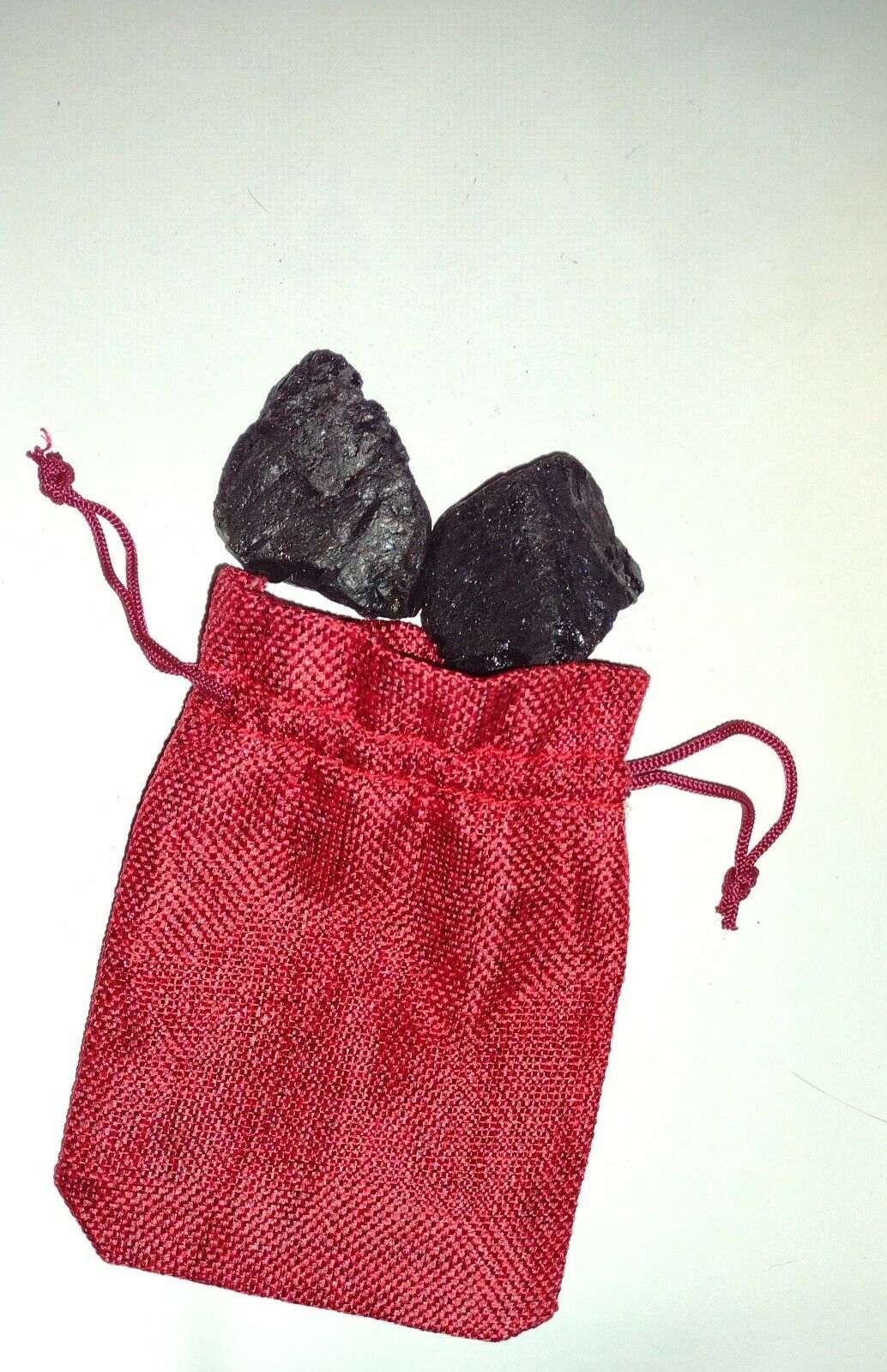 Christmas Coal Gag Gift Red Velvet Bag Stocking Stuffer Lumps of Coal Xmas