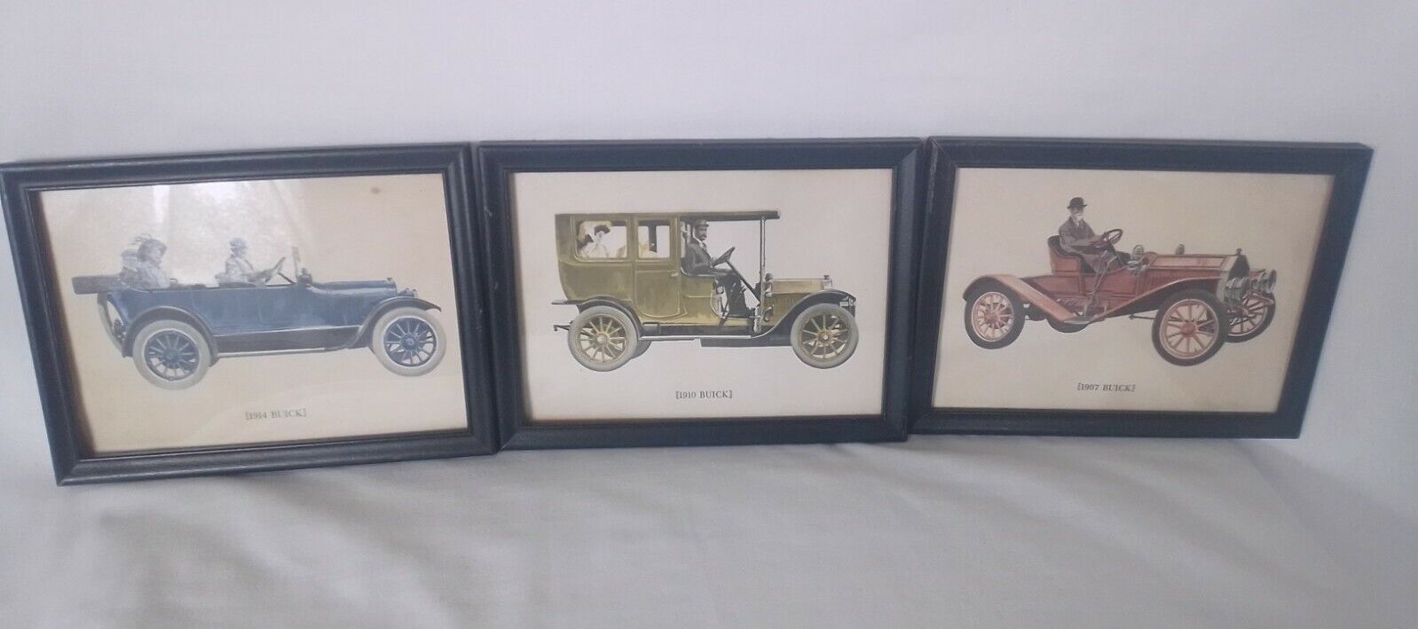 Vintage Framed Antique Cars Art Prints Set of 3