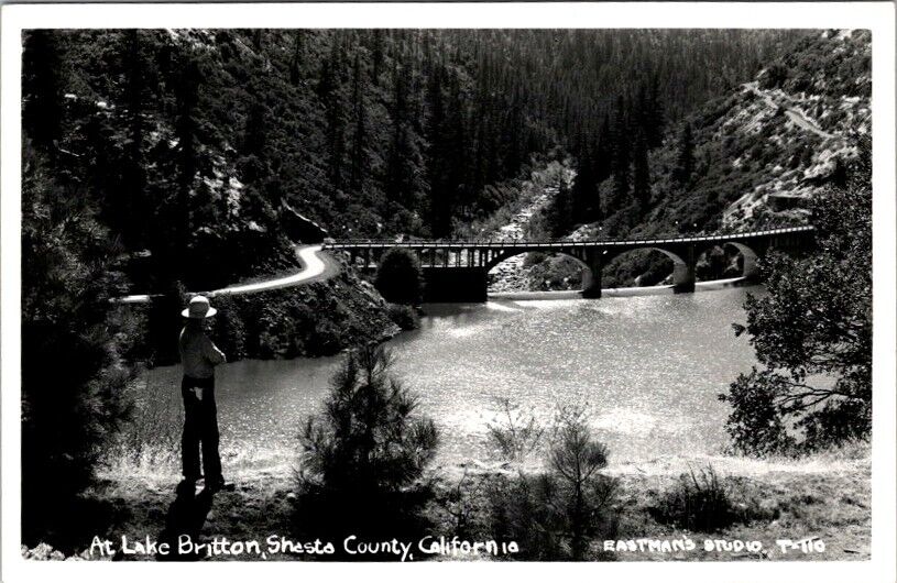 RPPC Postcard Scenic View Dam & Bridge Lake Britton Shasta Co. California  11762