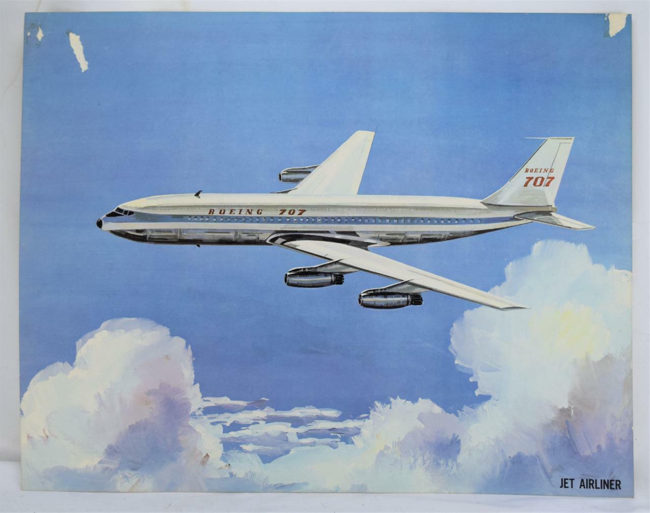 1962 Teach-A-Chart Poster 103 Boeing 707 Jetliner #9 21 1/2\