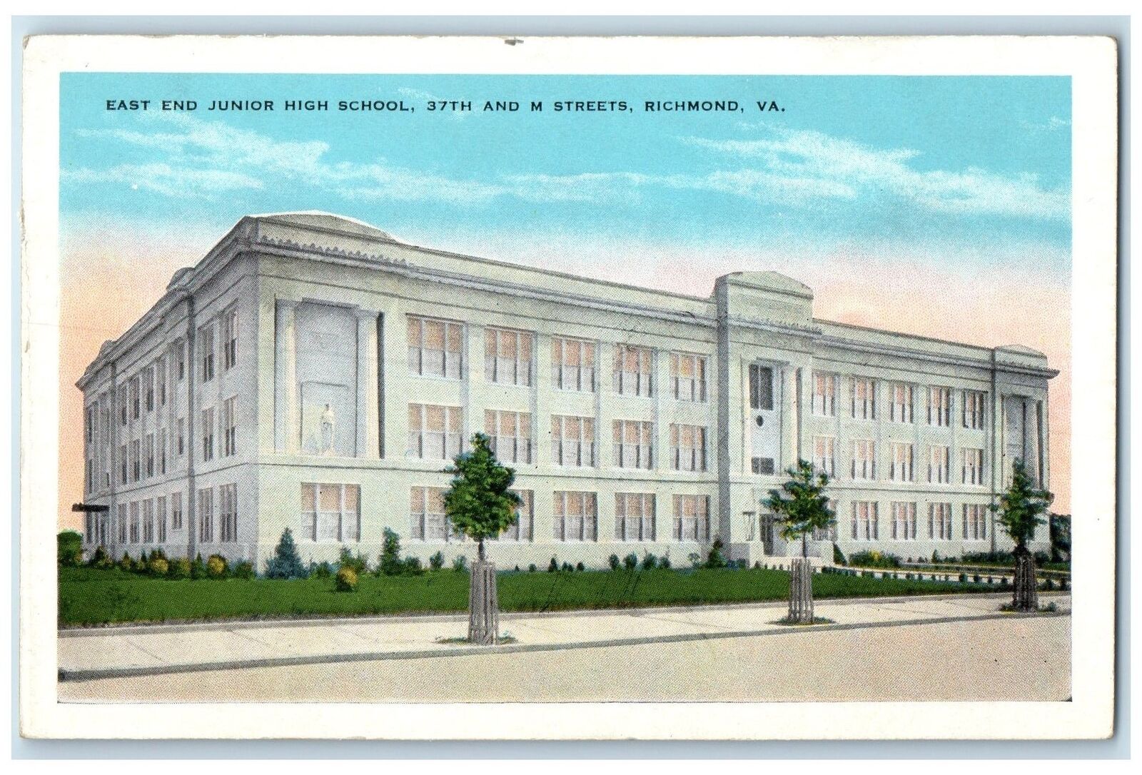 c1920's East End Junior High School Campus Building Richmond Virginia Postcard