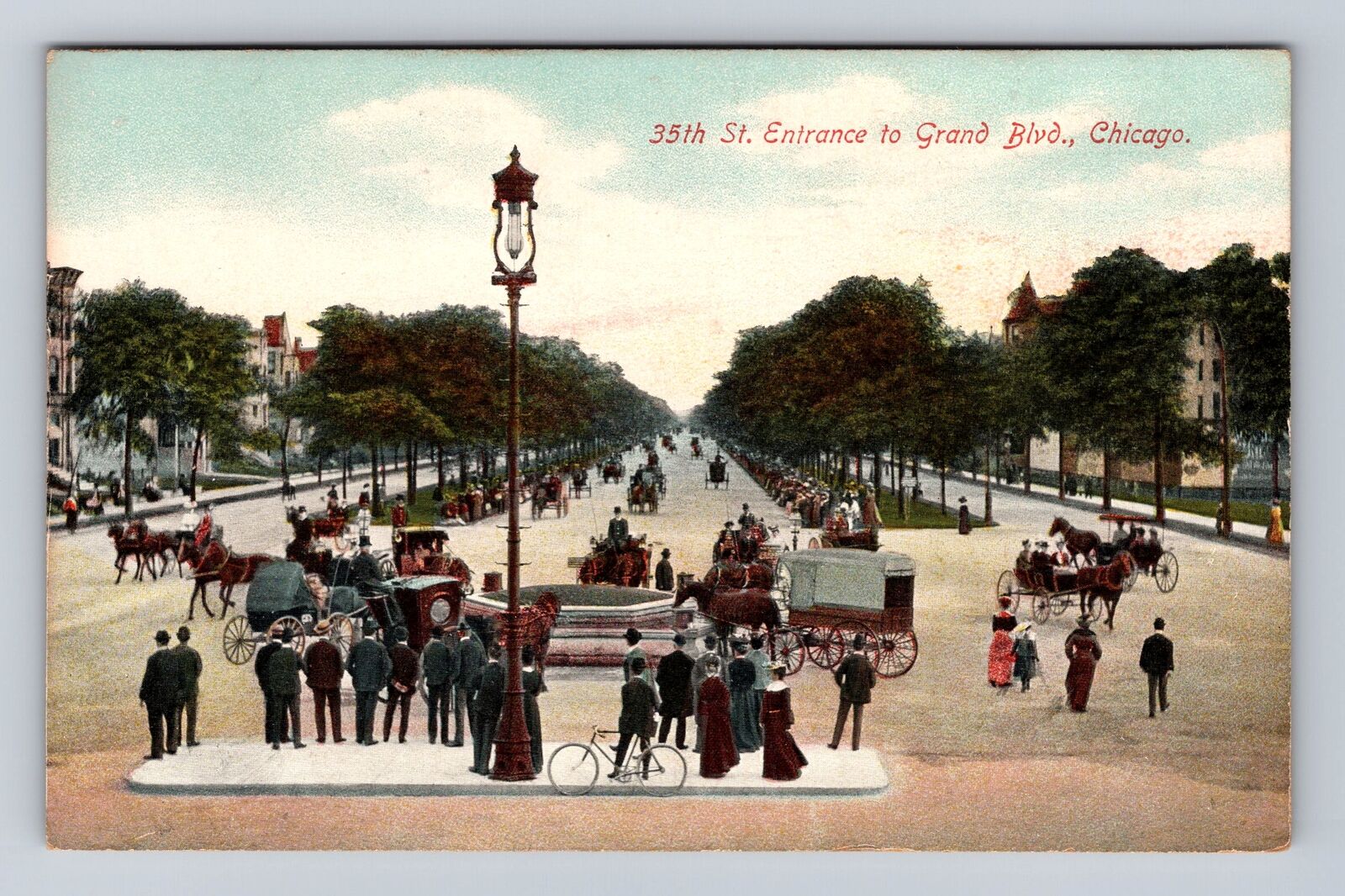 Chicago IL-Illinois, 35th St Entrance To Grand Blvd, Antique, Vintage Postcard