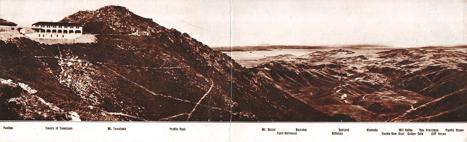 Mt Tamalpais to San Francisco California Panoramic Fold Out 1909 Postcard