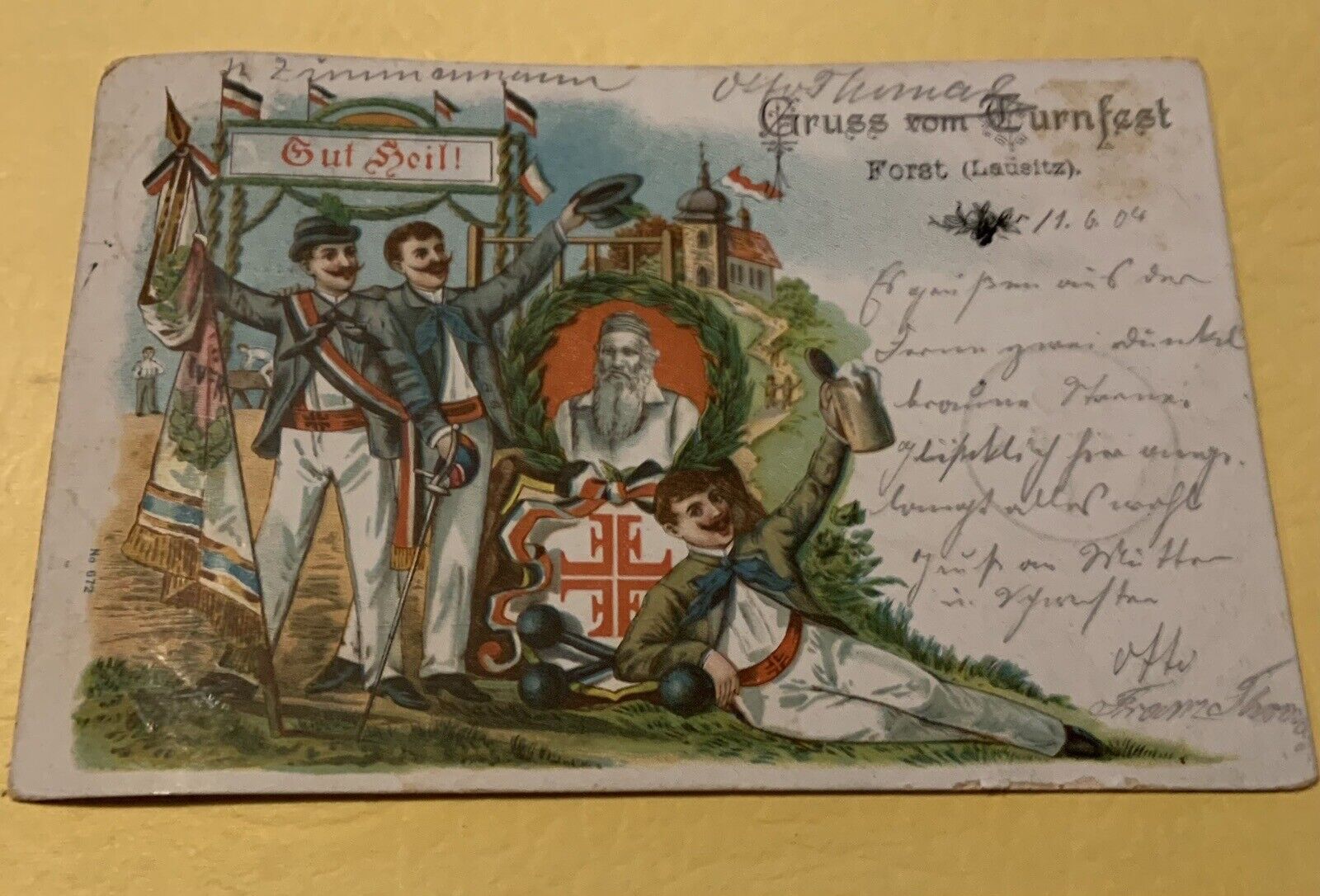 Vintage German Post Card From Gruss Vom Turnfest In Forst(Lausitz) Gut Heil
