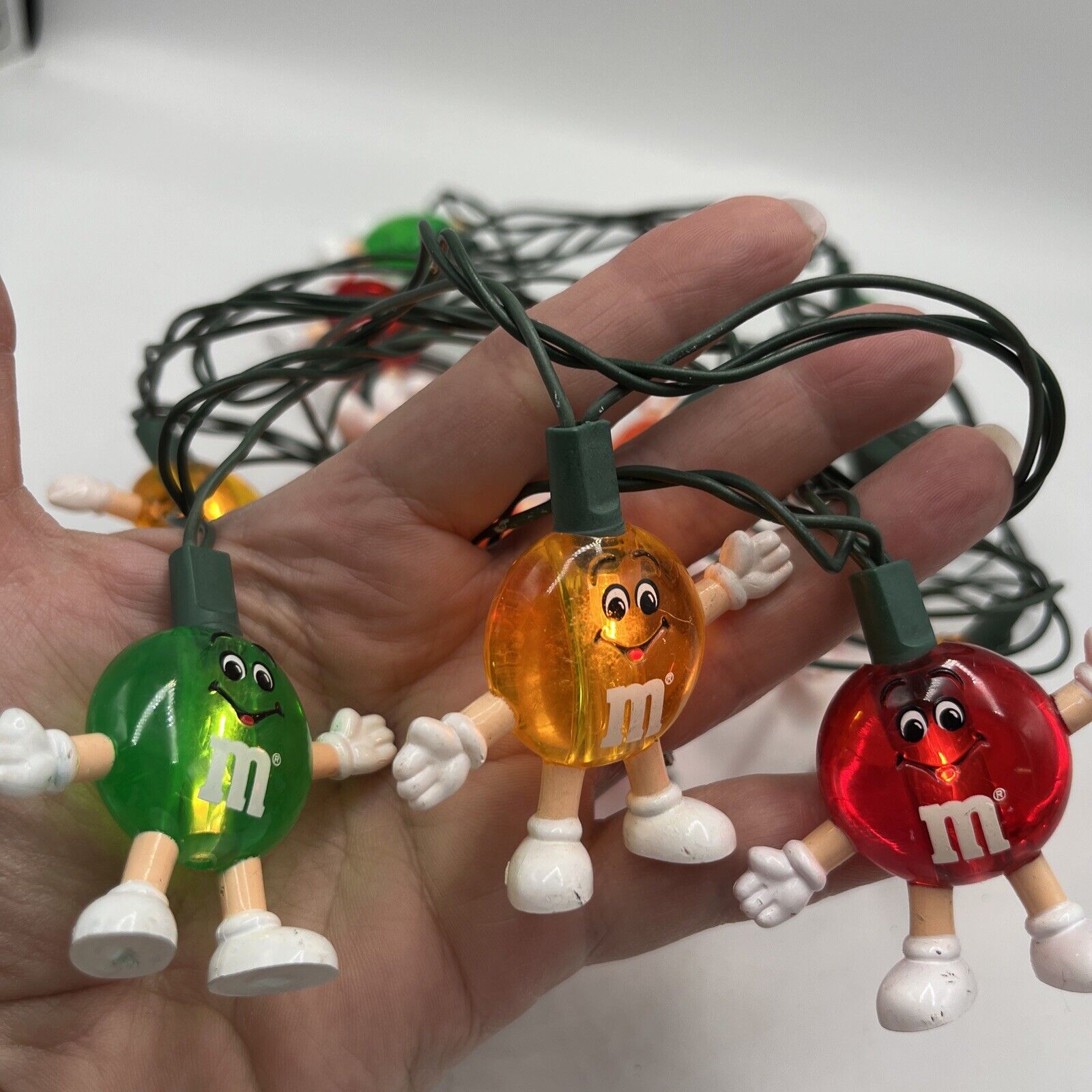 Vintage Multicolor M&M's Christmas String Lights 20 Bulbs (ALL WITH CHARACTERS)