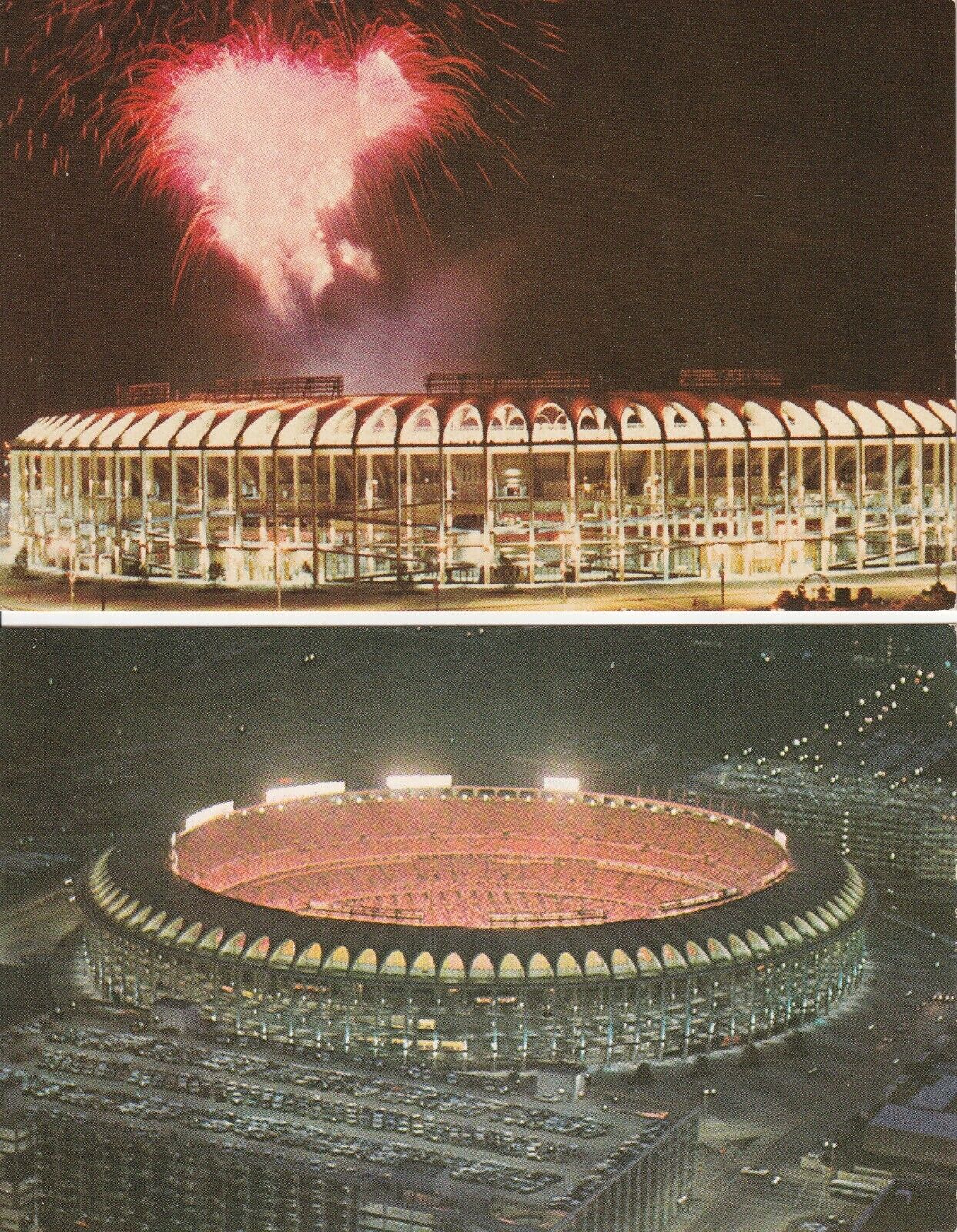 (2) Night Views St. Louis Cardinals Baseball Busch Memorial Stadium Postcards #2