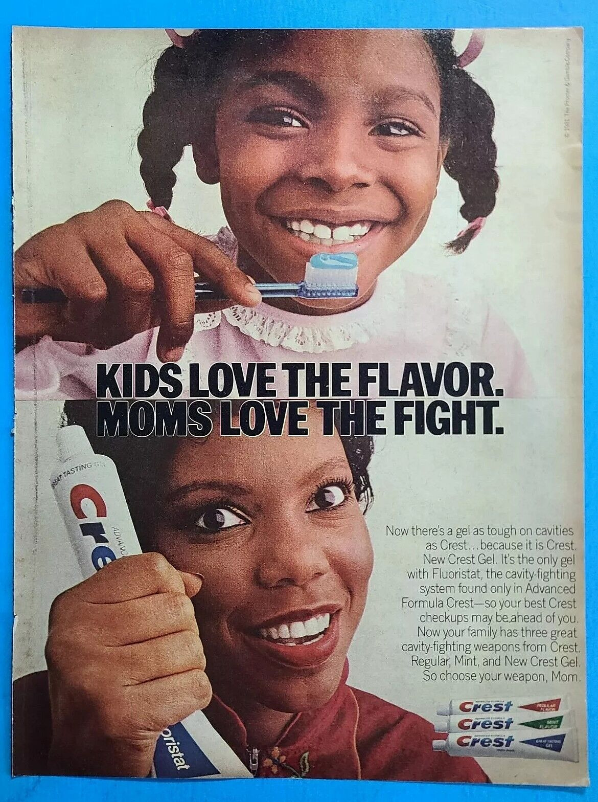 1981 Crest Toothpaste Kids Love... Vintage 1980\'s Ebony Magazine Advertisement