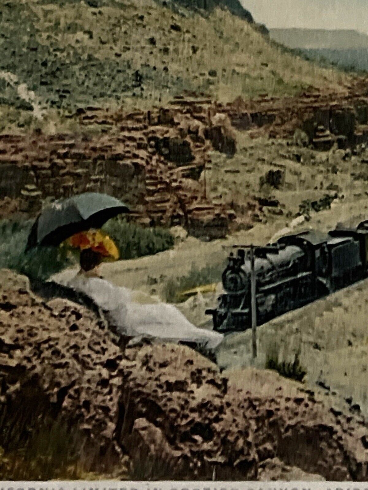 Atq Rare Postcard 1919 Ephemera Transportation Train Woman In White Crozier AZ