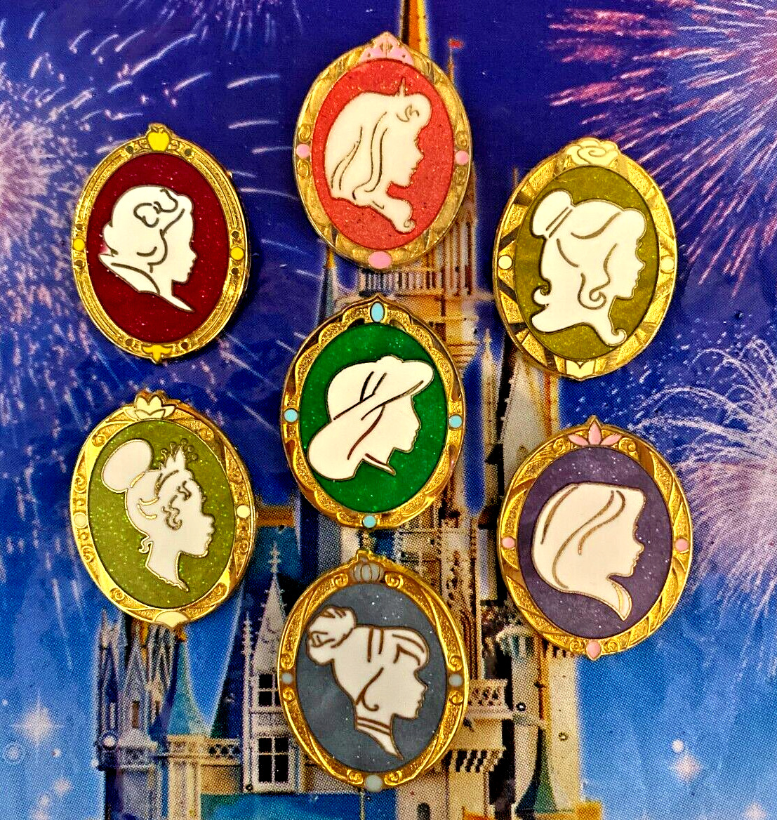 👸 2014 Disney Princess Silhouette Pins Complete Set of 7 Disney Princess Pins