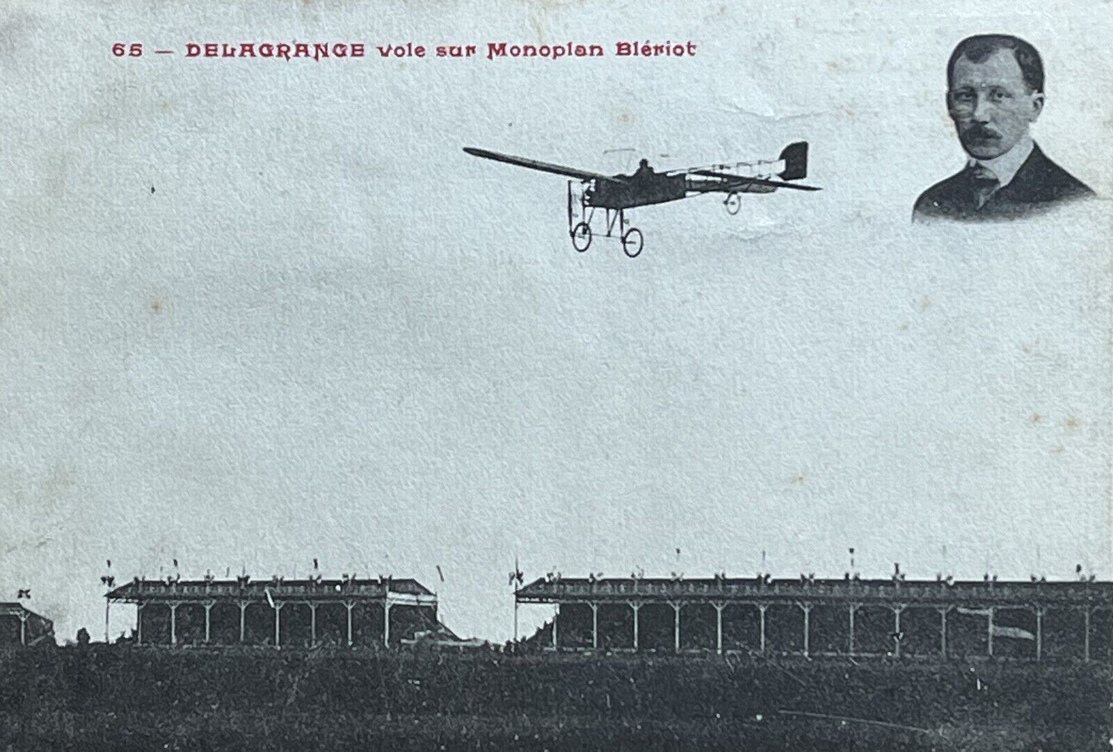 c1907 Delagrange Flies Bleriot Monoplane Antique French Postcard