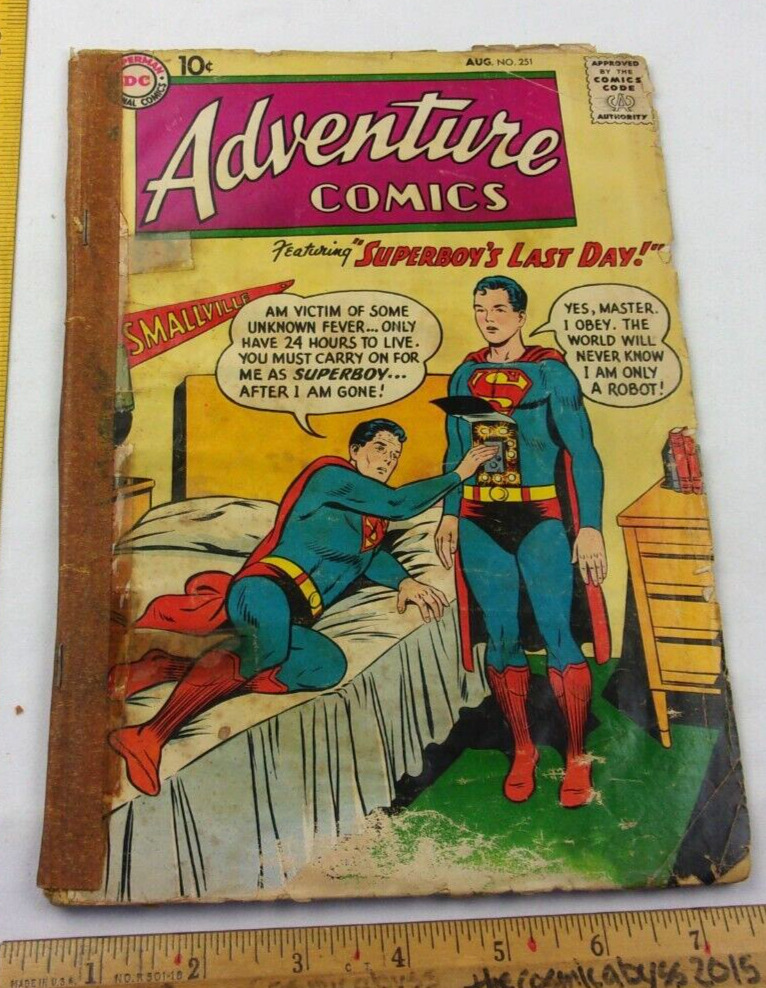 Adventure Comics #251 fr/G Superboy robot Aquaman Smallville Green Arrow