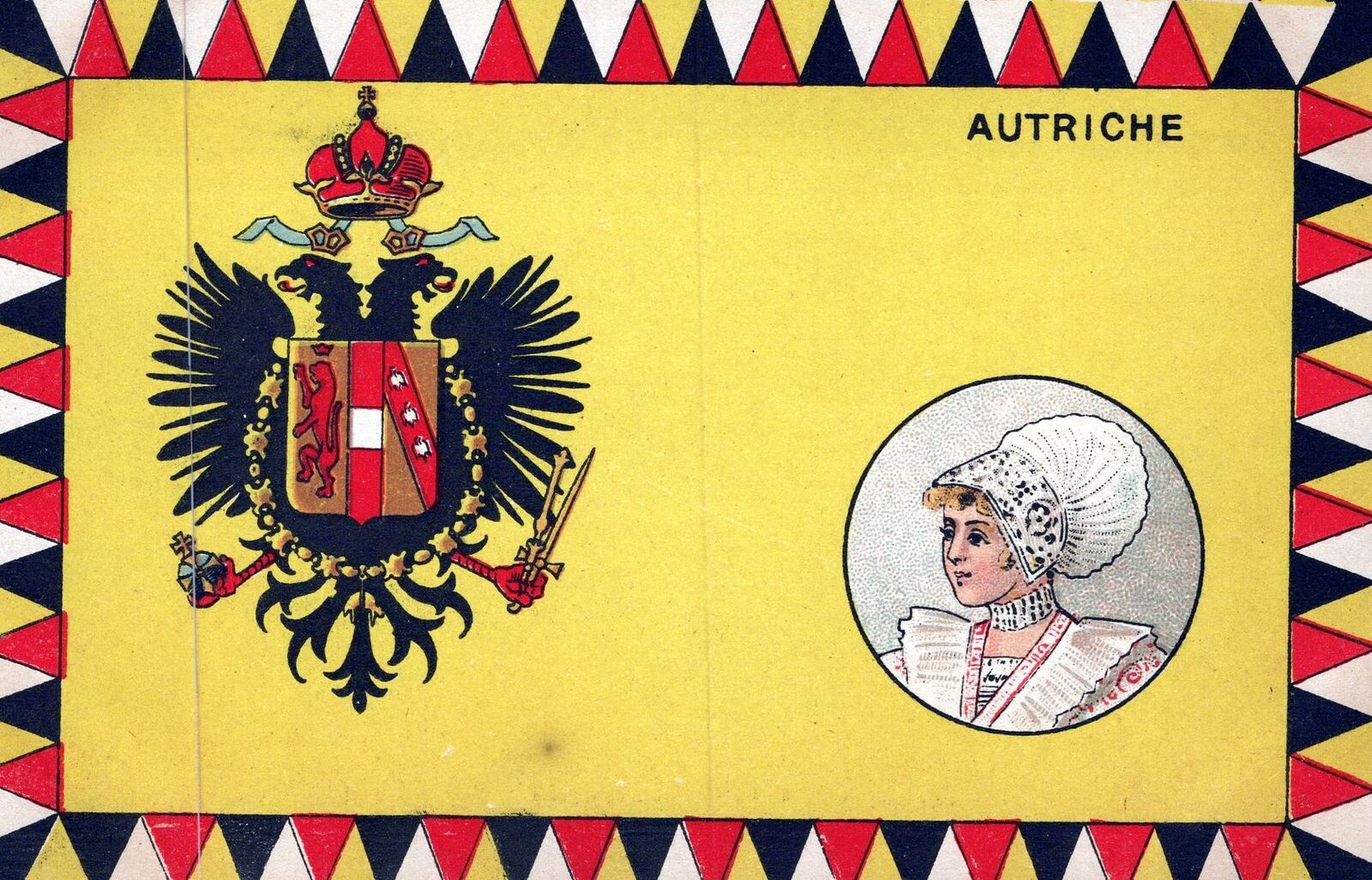 AUSTRIA - Flag, Seal And Young Woman Postcard - udb (pre 1908)