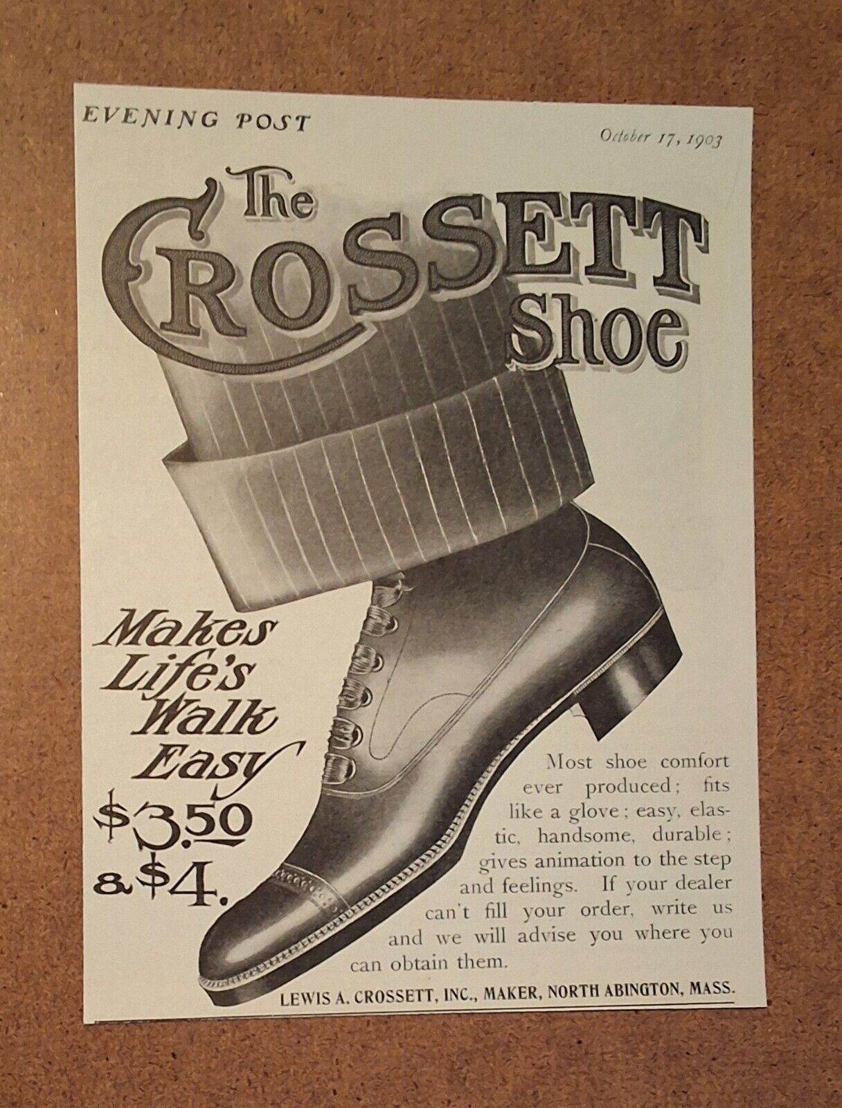 Antique Men\'s Fashion - Keith\'s Shoes - Grossett Shoes -  1903-1905 Art AD LOT