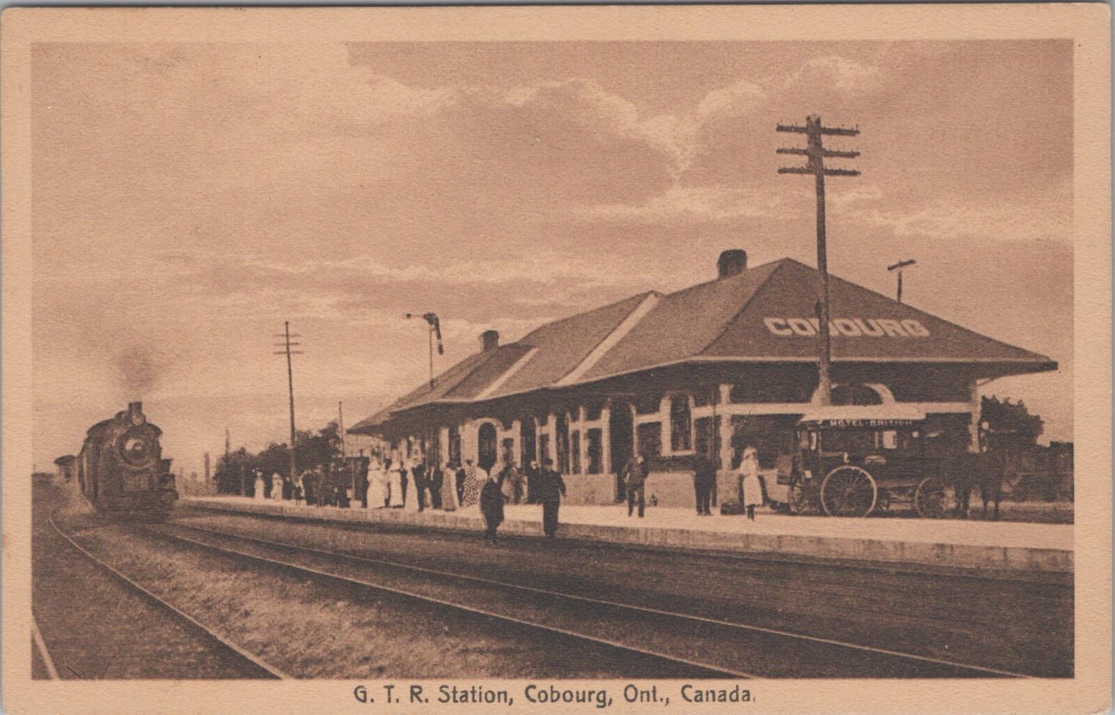 G.T.R. Train Station, Cobourg, Ontario, Canada Hotel Buggy Unposted Postcard