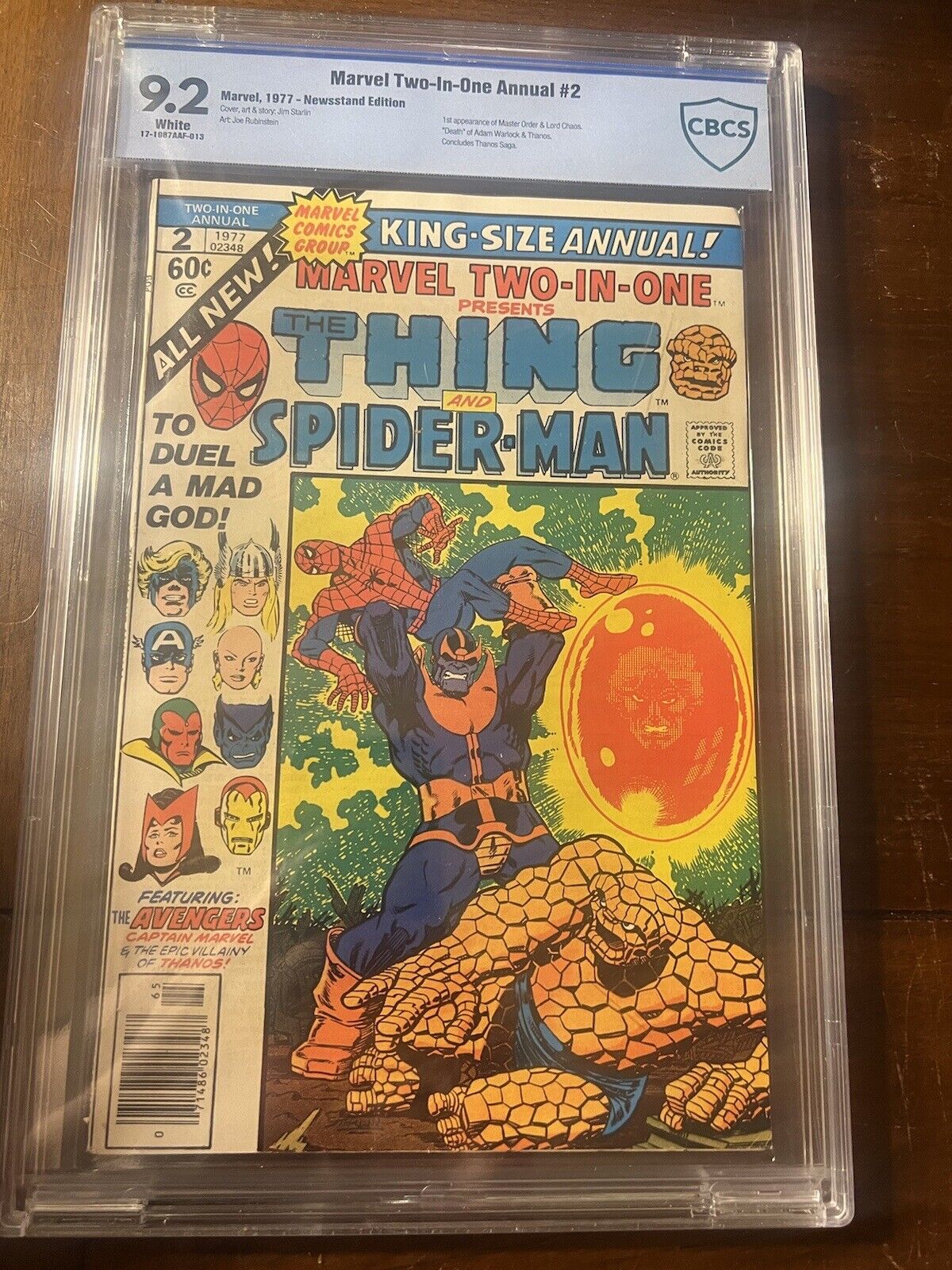 MARVEL TWO-IN-ONE #2 1977 CBCS 9.2 WHITE KEY ISSUE - THANOS CHEAP SLAB