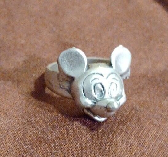 vintage Mickey Mouse sterling silver  Disney ring size 5.5 - 7 grams