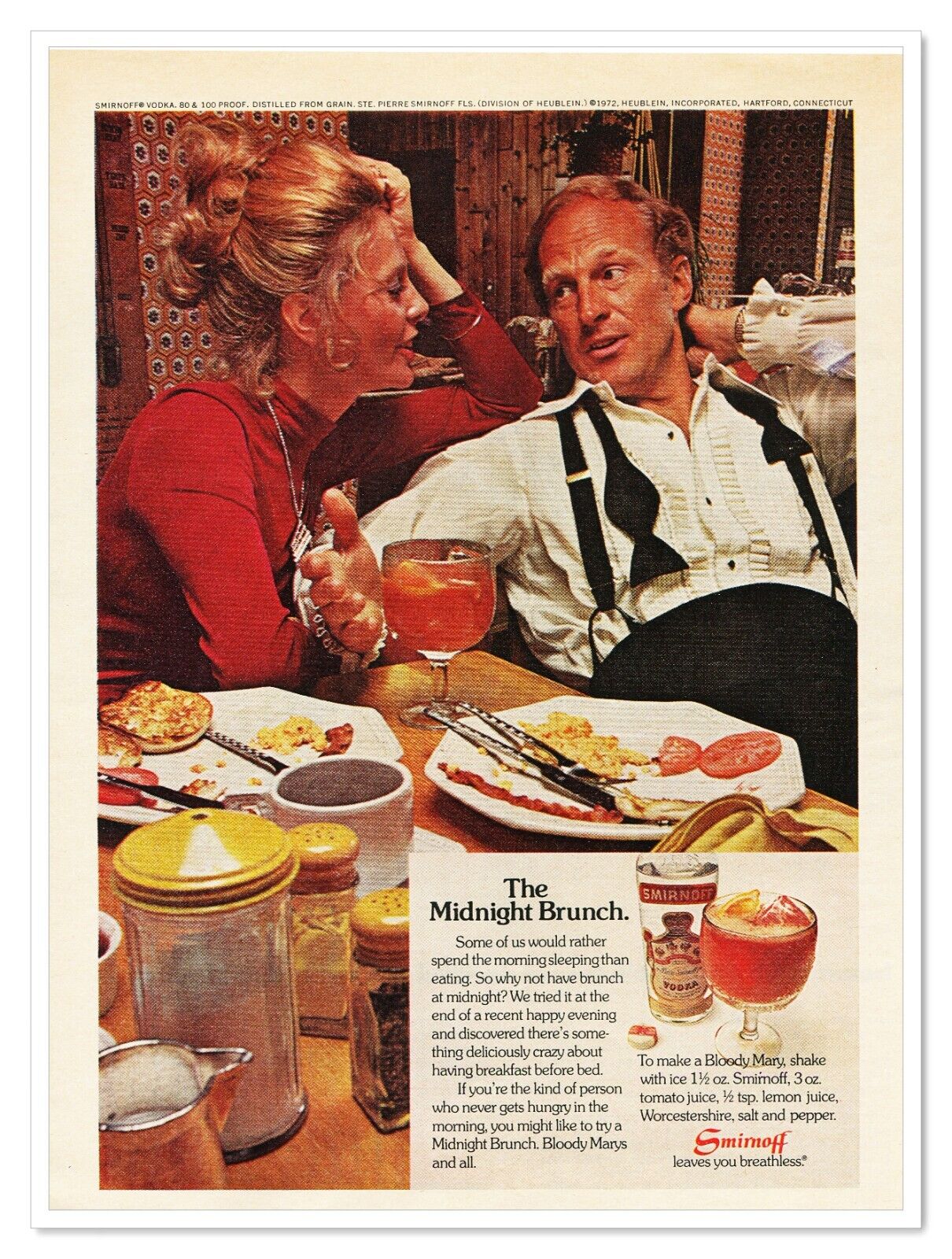 Print Ad Smirnoff Midnight Brunch Bloody Mary Recipe Vintage 1972 Advertisement