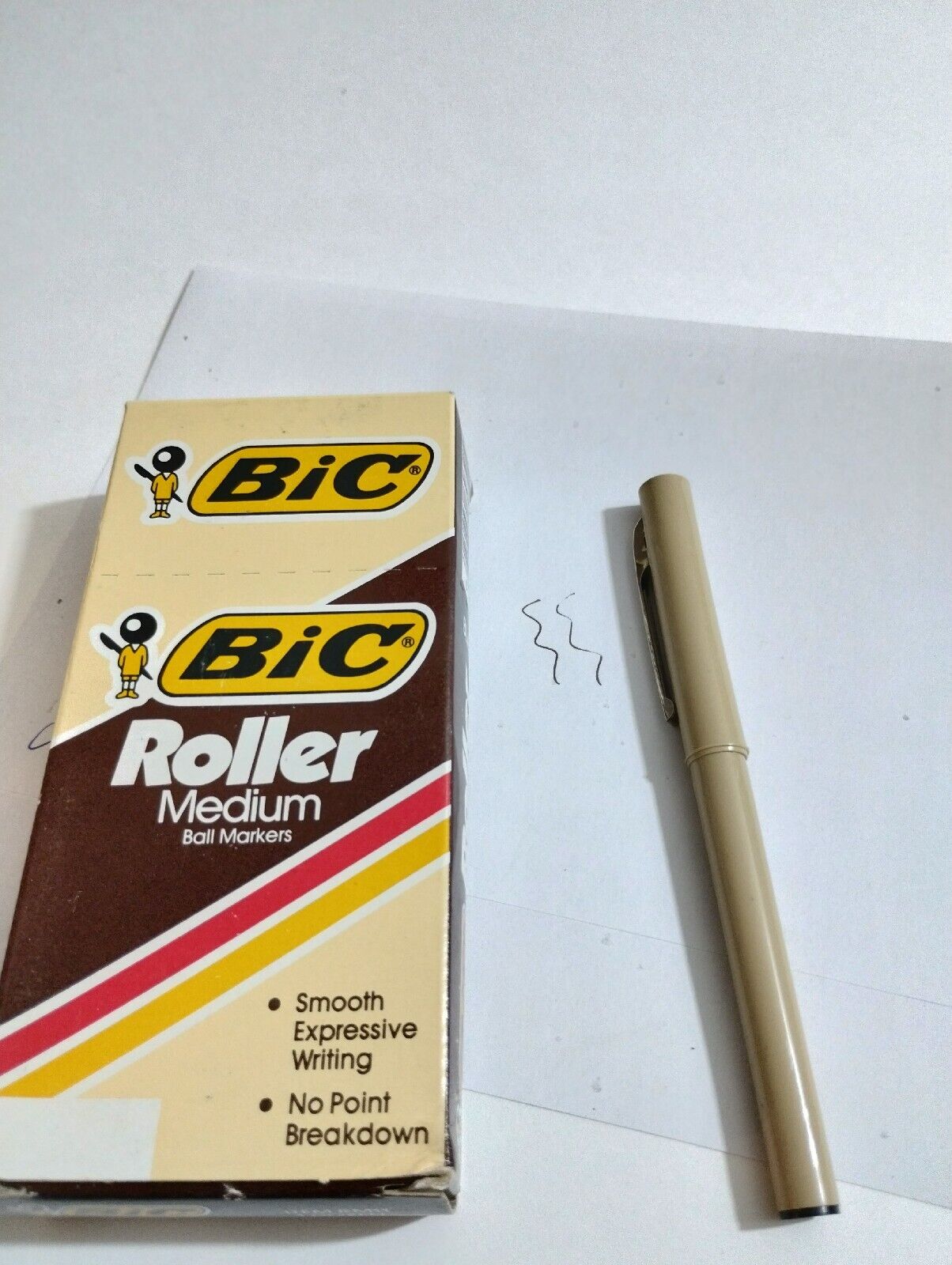 12 Vintage Black BIC ROLLOR Medium Pen Markers 1984 TESTED