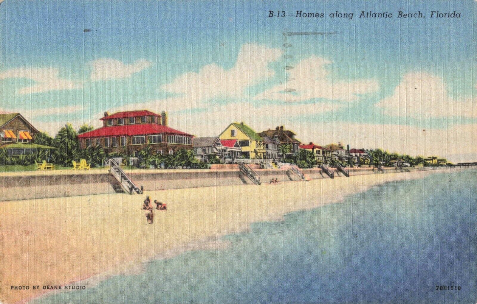 Jacksonville FL Florida, Homes Along Atlantic Beach, Vintage Postcard
