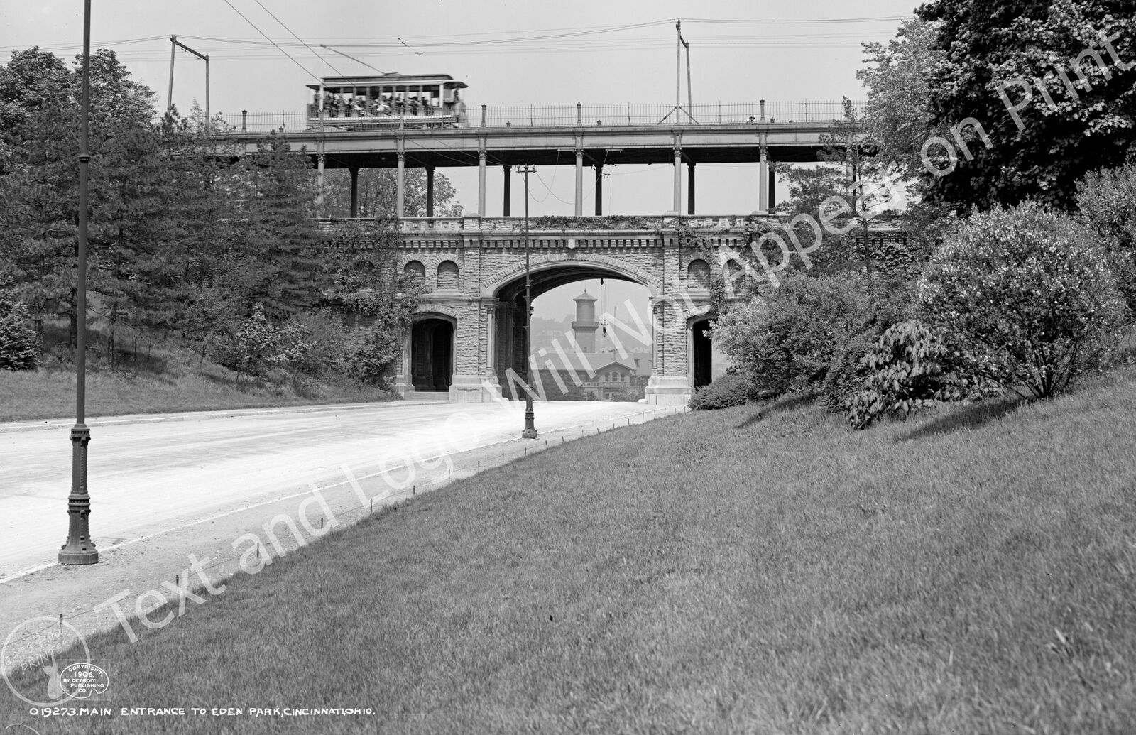 1906 Main Entrance to Eden Park, Cincinnati, Ohio Old Photo 13\