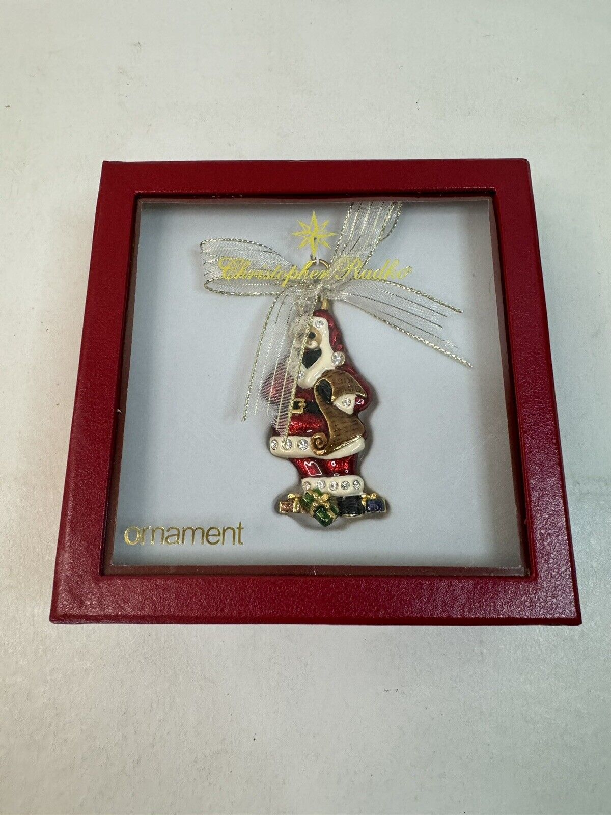 Christopher Radko Santa Claus Jeweled Christmas Ornament With Box