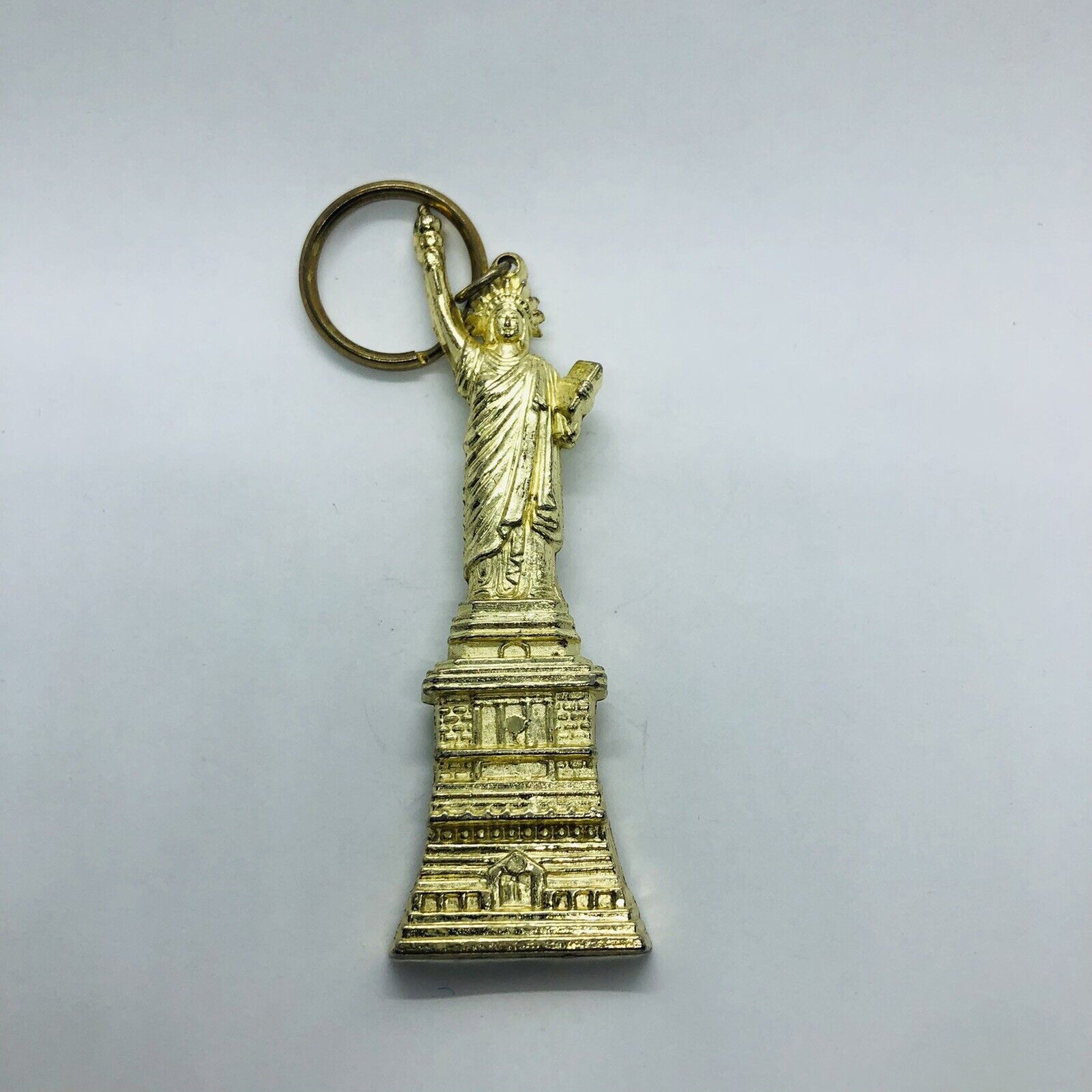 Vtg 1986 Statue of Liberty 100th Anniversary Brass Souvenir Keychain - 3.5\