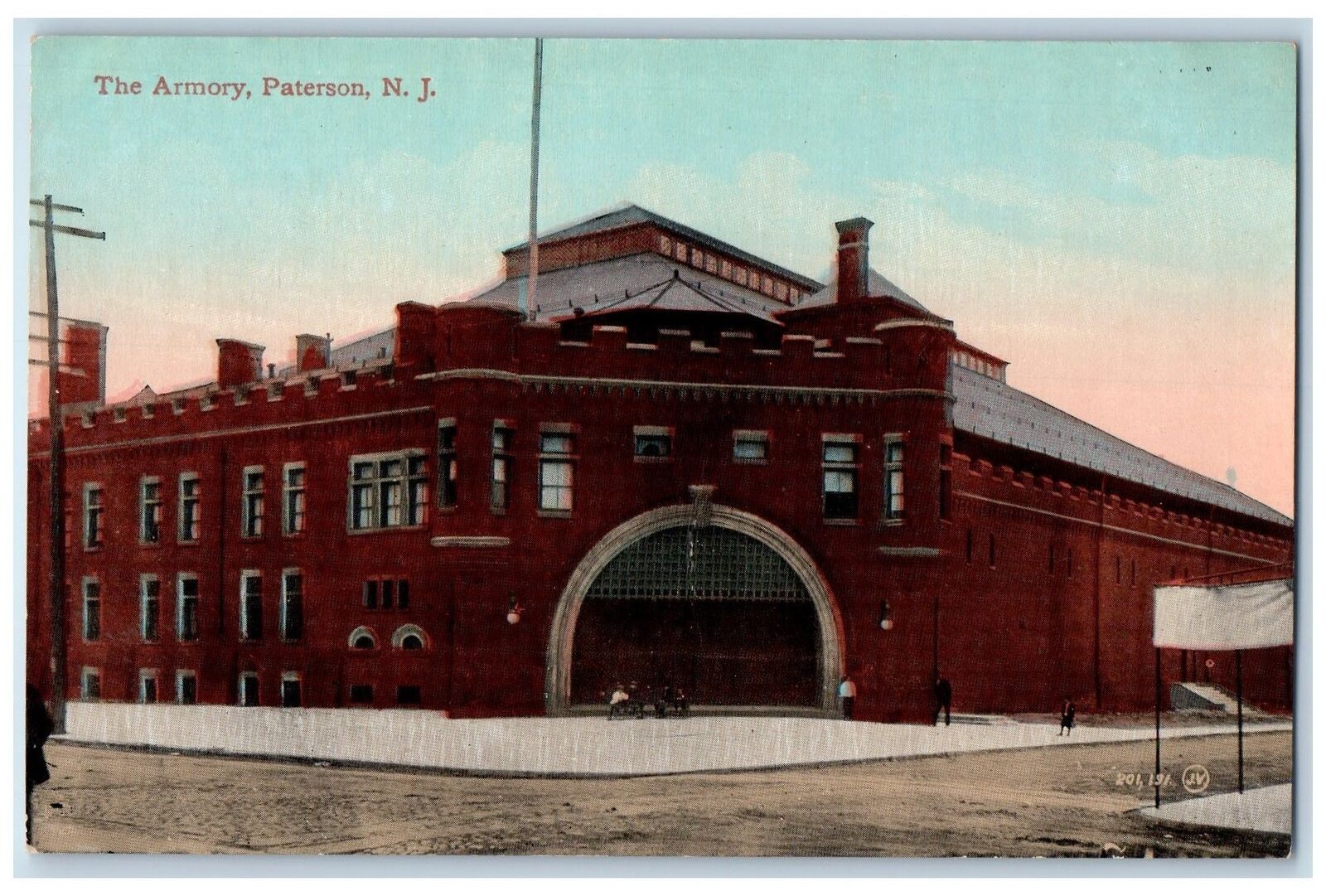 c1950s The Armory Building Gated Entrance Guards Paterson New Jersey NJ Postcard