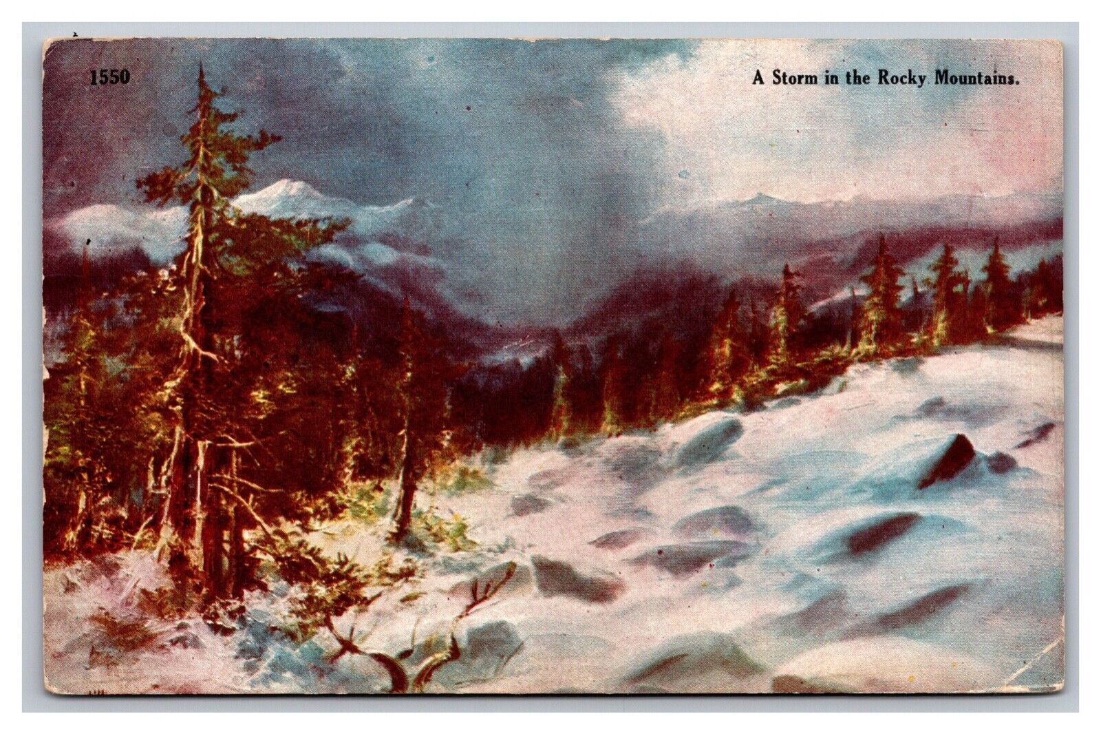CO Colorado, A Storm in the Rocky Mountains, Divided Back Postcard Posted 1910