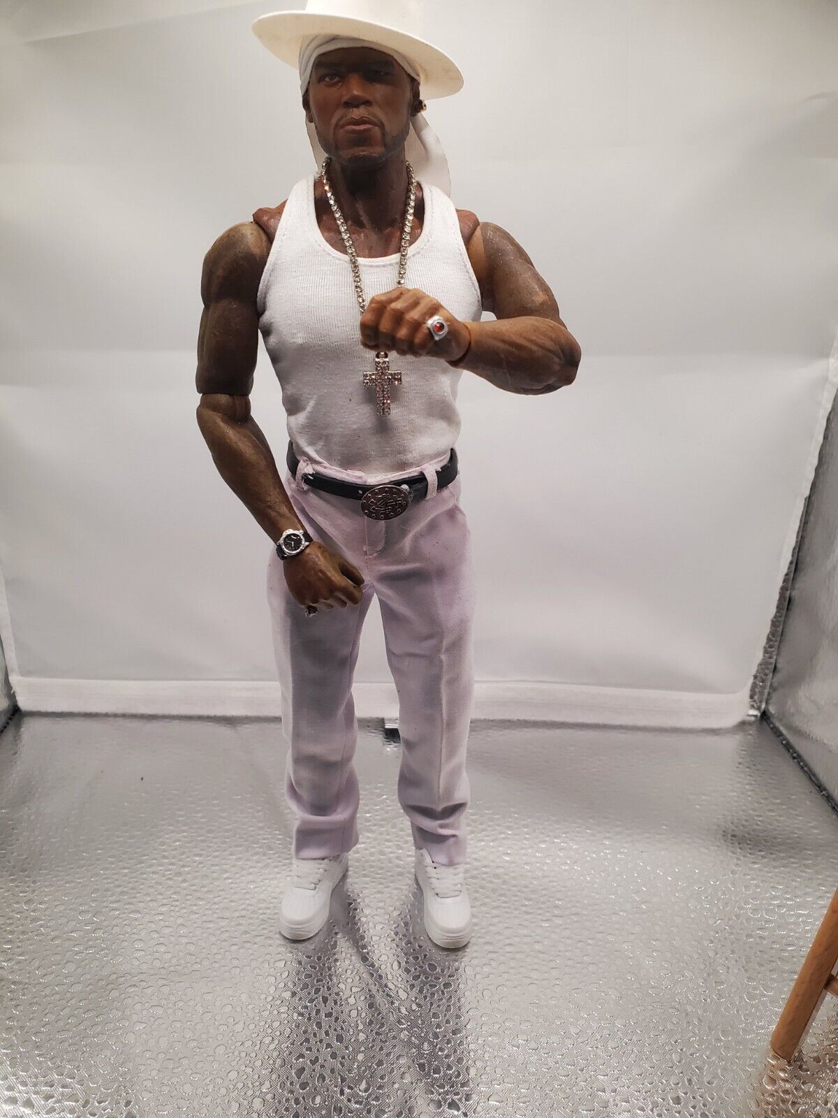 1/6 scale 50 cent CUSTOM [P.I.M.P] Video version action figure all white outfit 