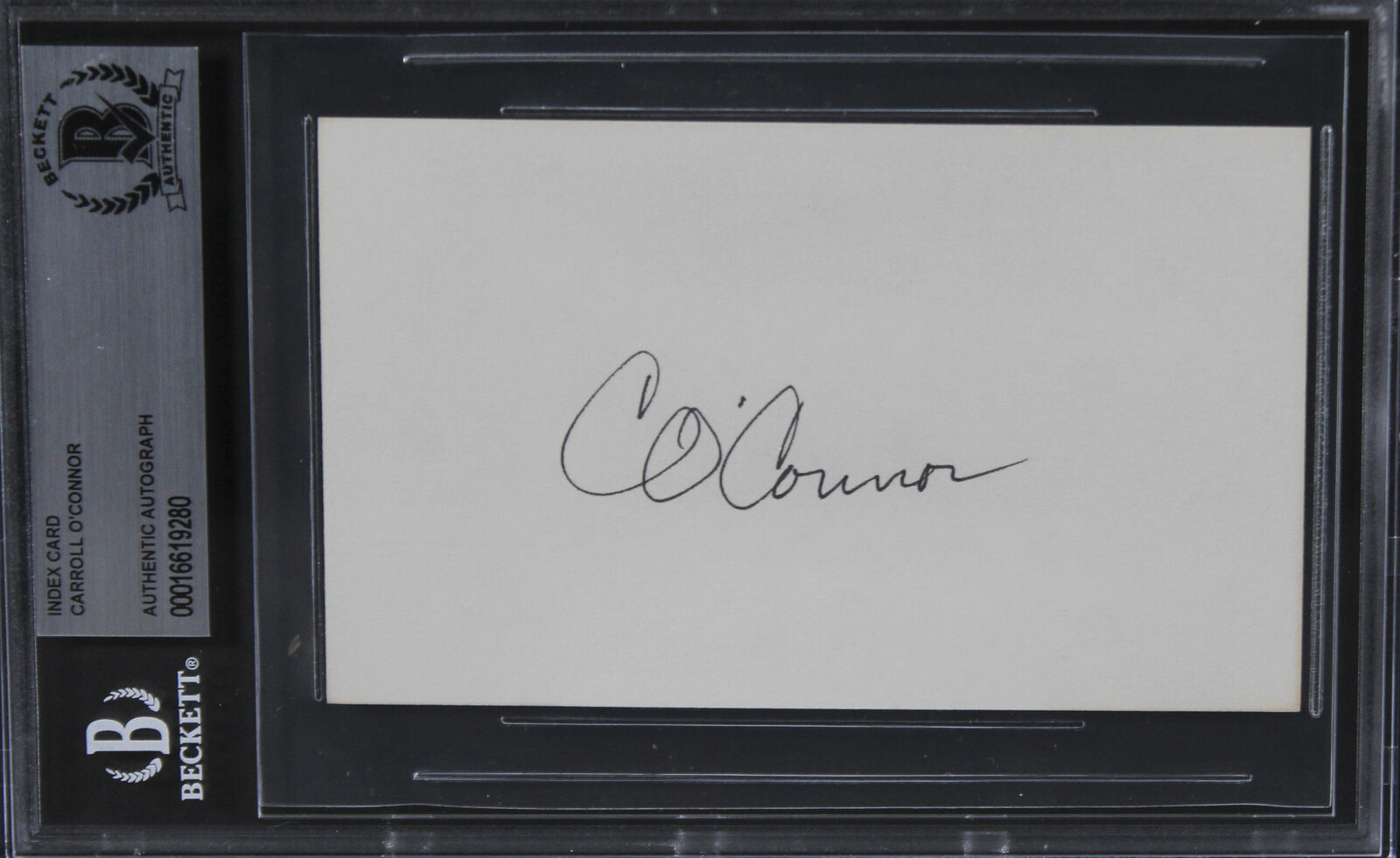 Carroll O\'Connor All In The Family Authentic Signed 3x5 Index Card BAS Slabbed 2