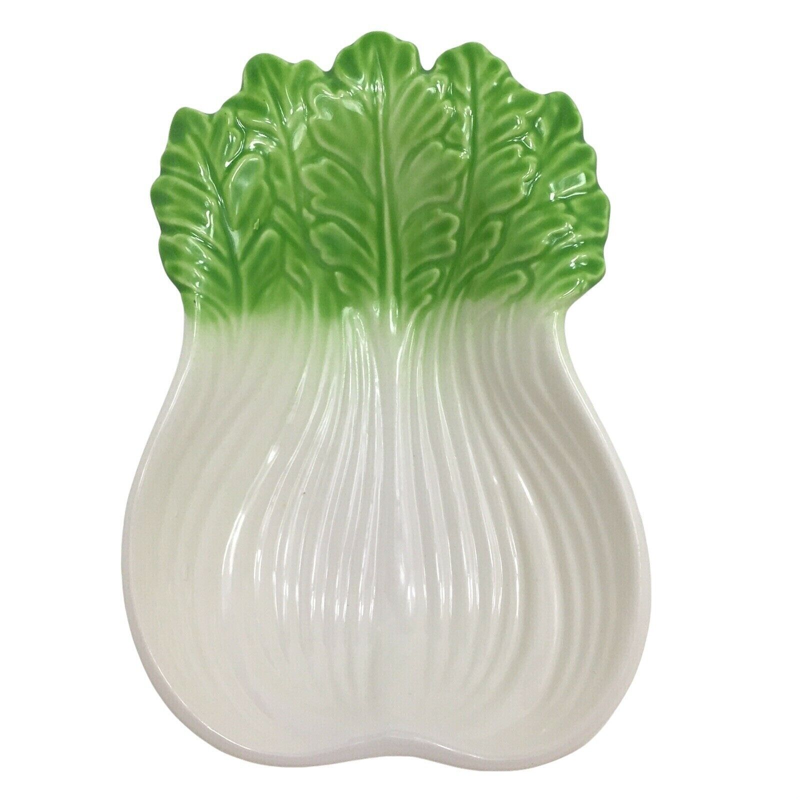 Celery Shaped Ceramic Dish Vintage Japan Vegetable Bok Choy Bowl Decor Display