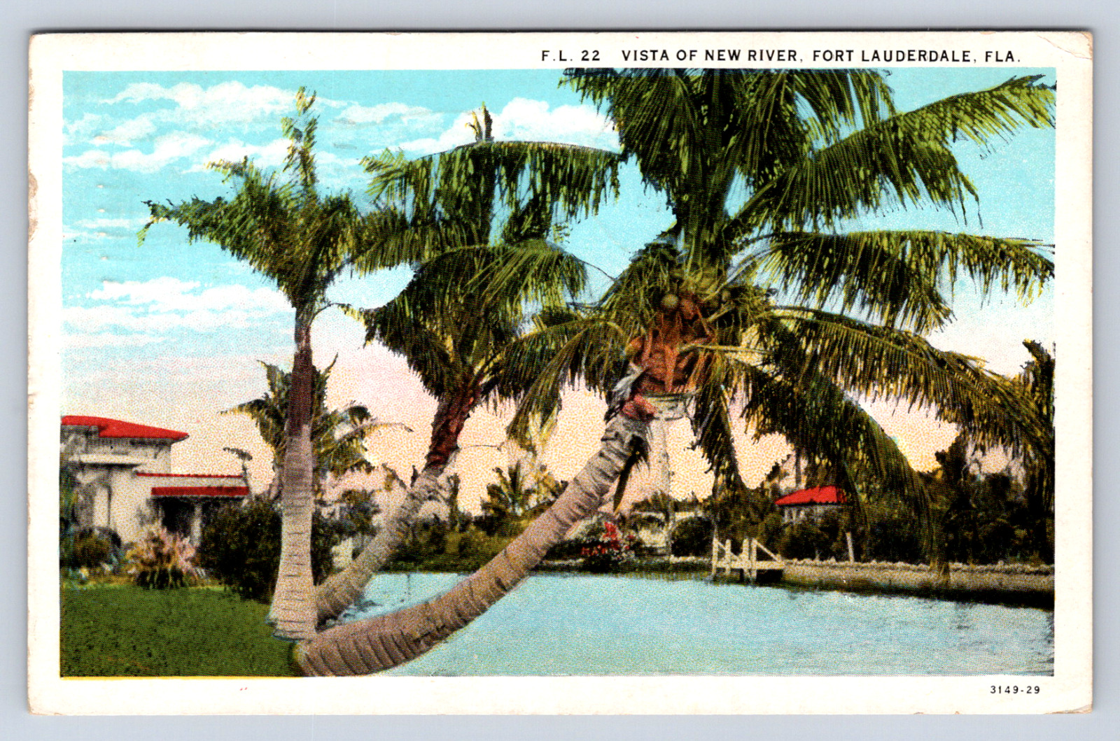 Vintage Postcard Vista New River Fort Lauderdale Florida