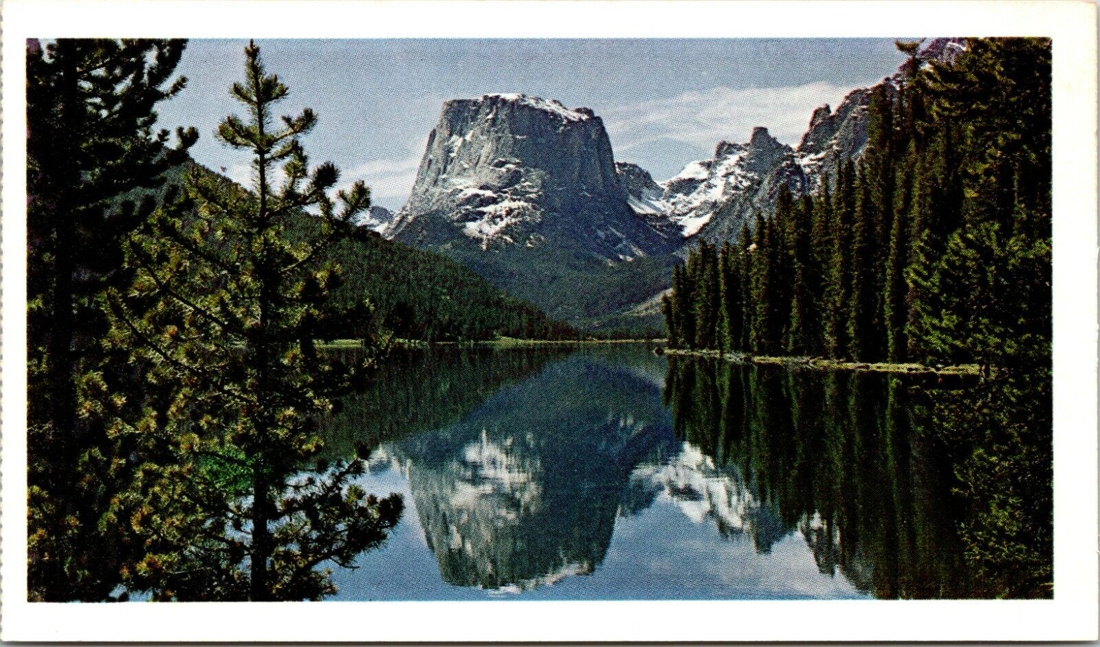 Square Top Mountain Bridger Forest Wyoming Vintage American Oil Postcard 1969