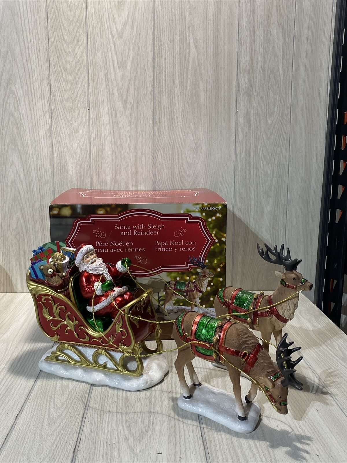 Costco Exclusive 9” Santa with Sleigh & Reindeer Tabletop Centerpiece Figures