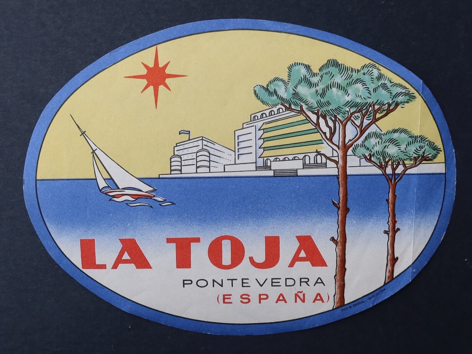 Antique Tag HOTEL LA TOJA Pontevedra Spain Luggage Label 3