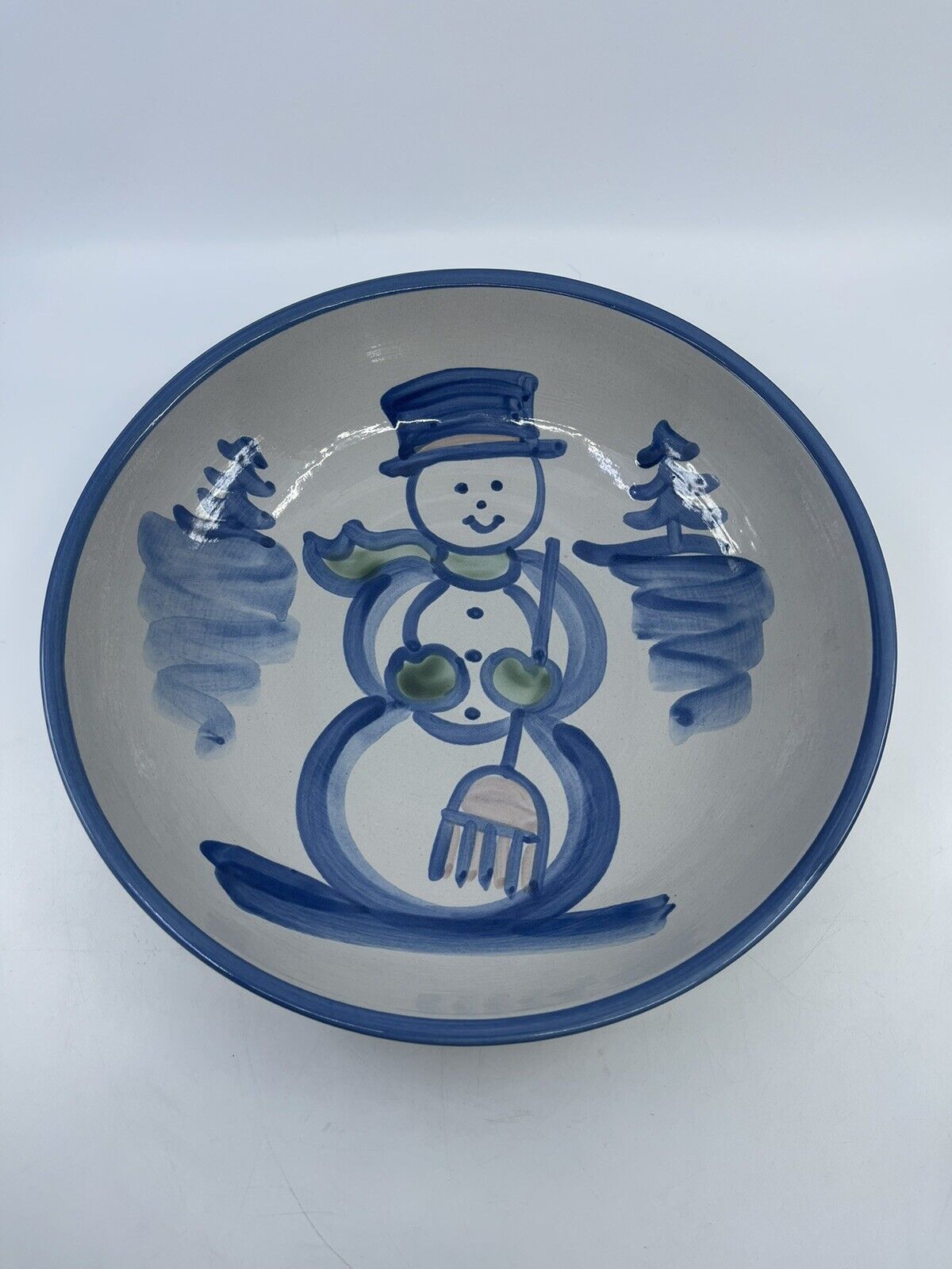 VTG Rare M.A. Hadley Snowman Serving Bowl Christmas Pottery Farmhouse Decor
