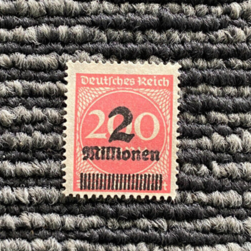 Germany Deutsches Reich 2 Millionen Overprint Over 200 Mark Stamp Vintage