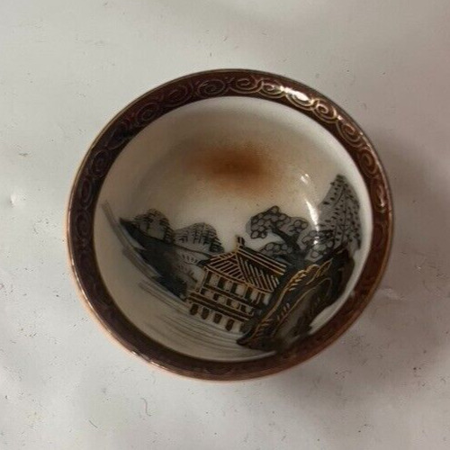Antique Japanese Hand Painted Porcelain Sake Cup c. early 20th century