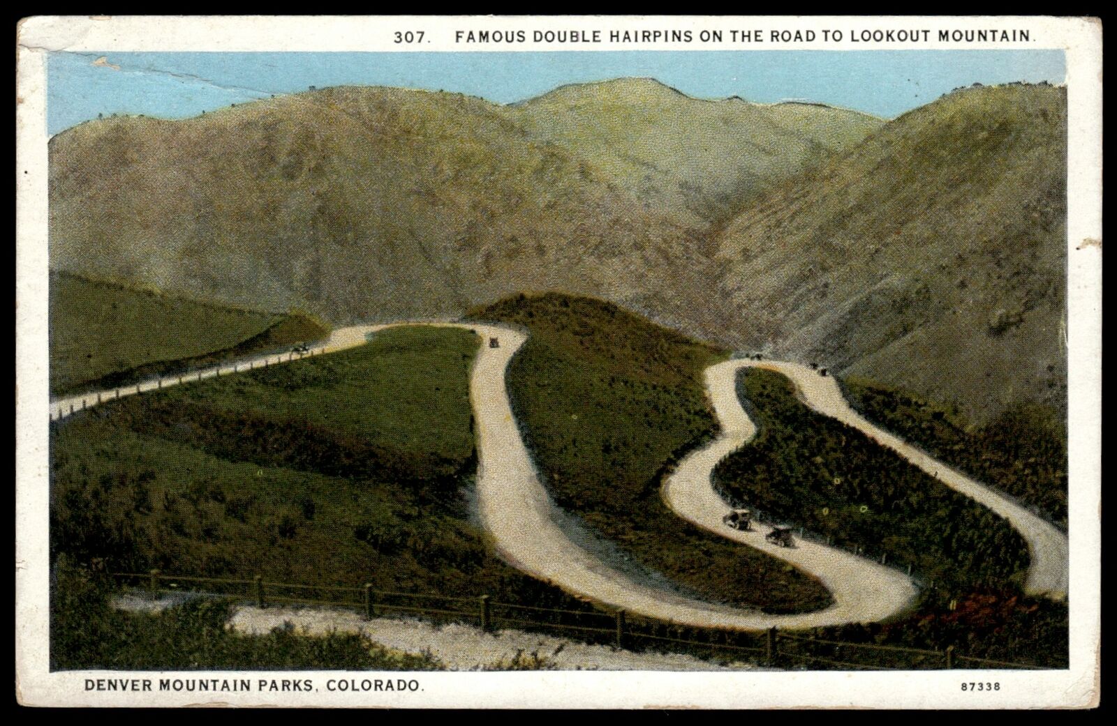 1920 Postard Double Hairpins on the Road to Lookout Mountain Colorado Postcard