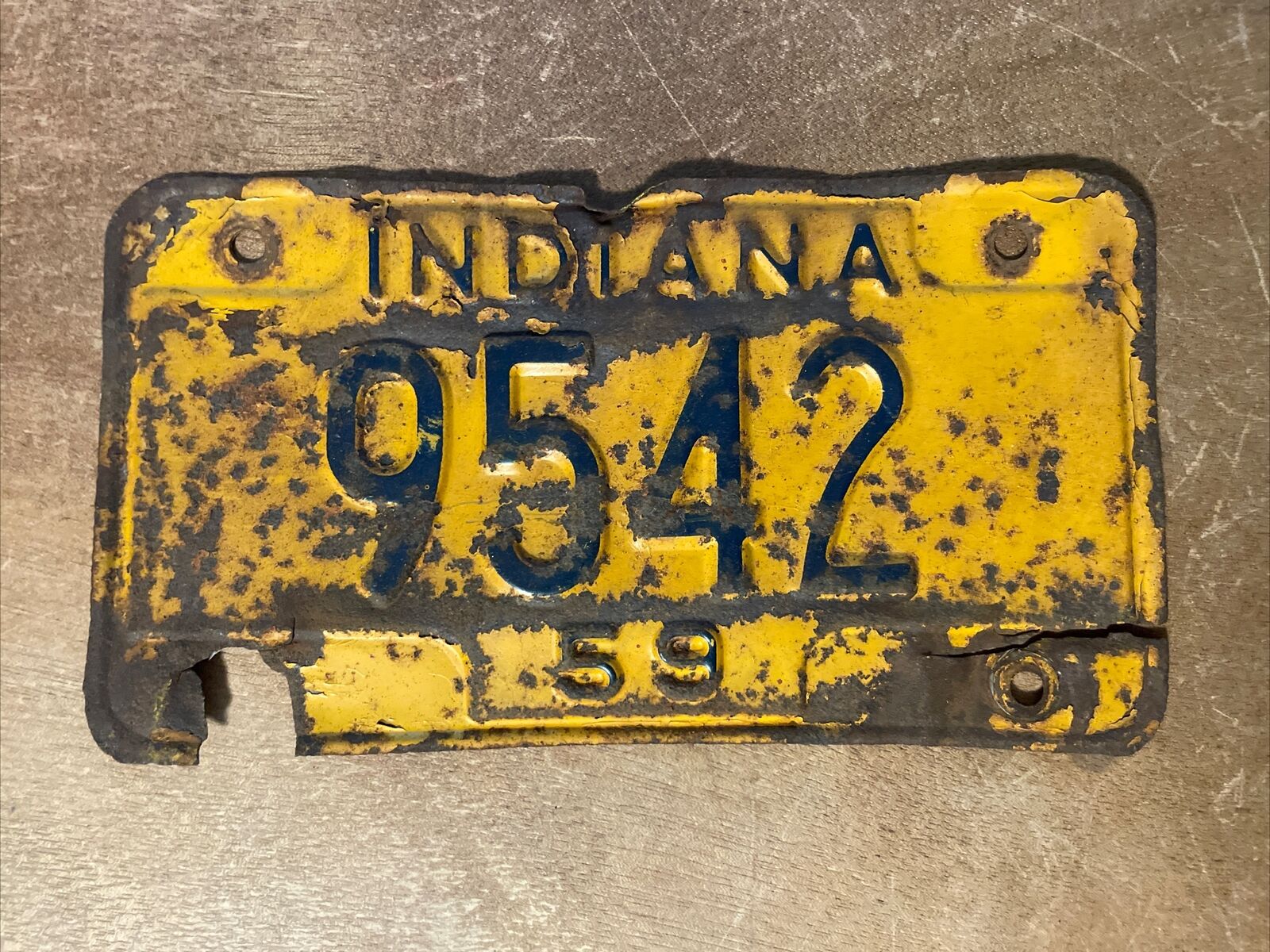 1959 Indiana License Plate Motorcycle # 9542
