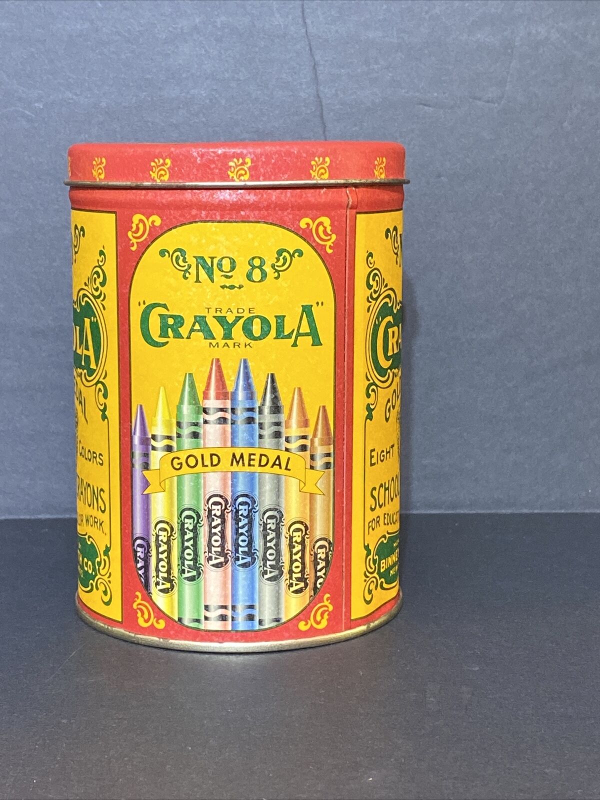 Vintage 1998 No. 8 Crayola Gold Medal Tin 1903 Replica