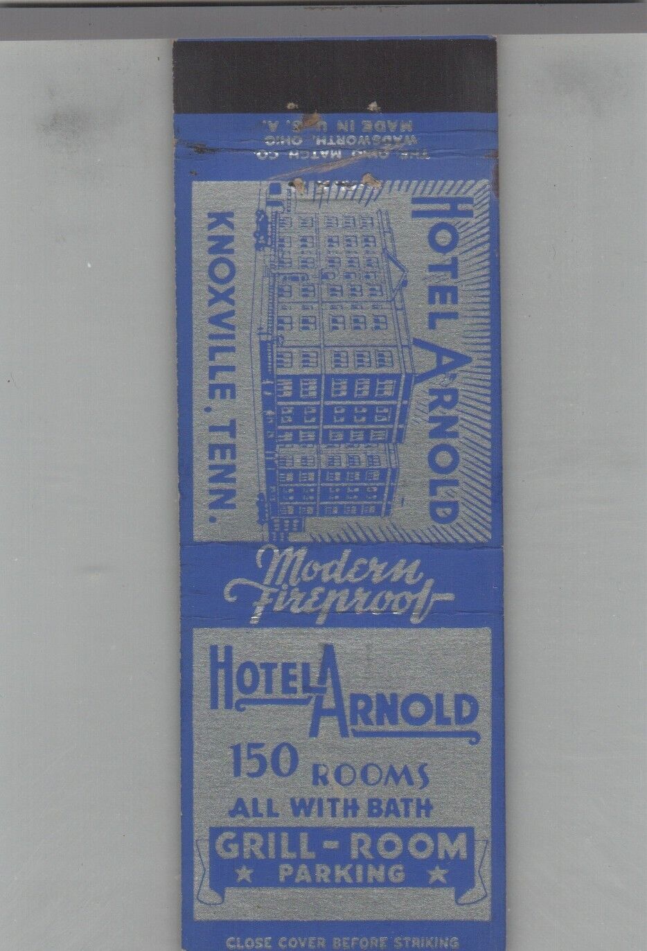 Matchbook Cover Hotel Arnold Knoxville, TN