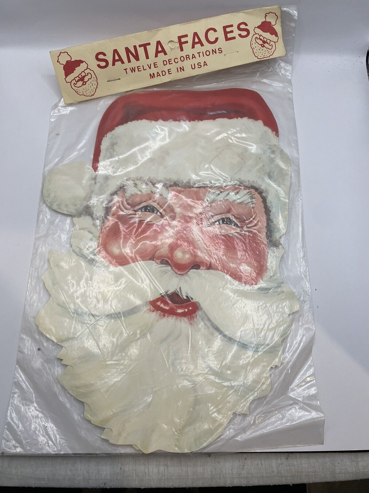 Vintage Santa Claus Santa Faces, Still In The Package.. Made In The USA