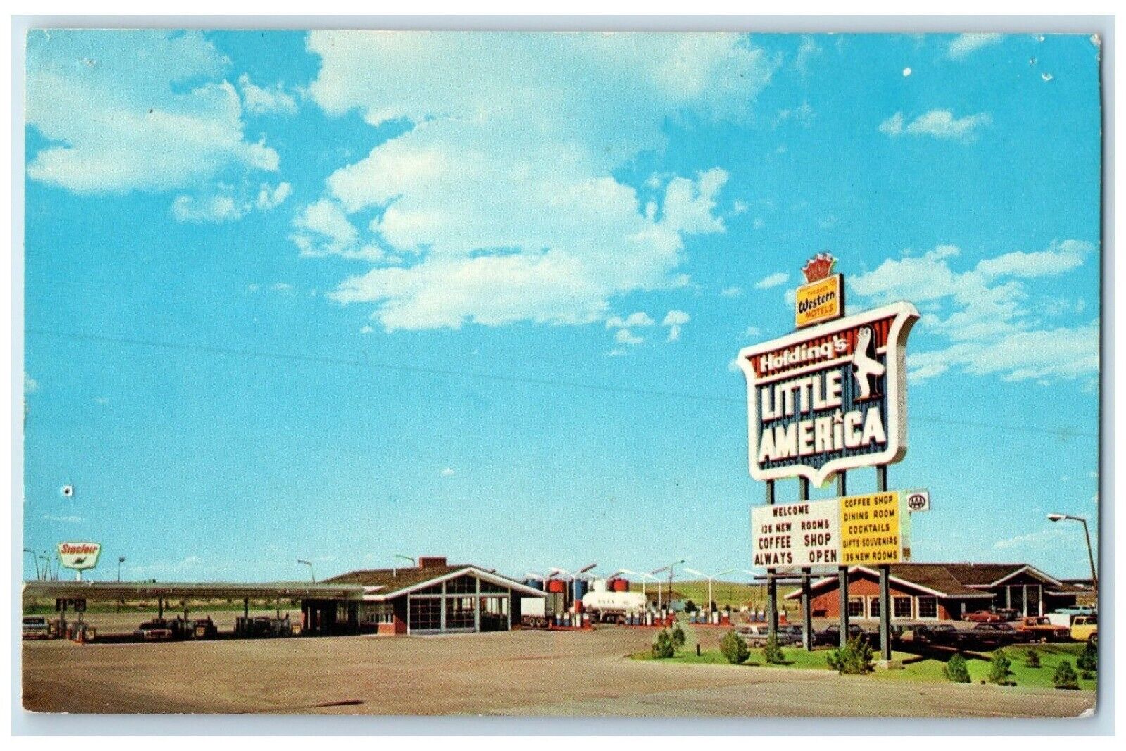 c1950s Holding\'s Little America Motel Sinclair Cars Cheyenne Wyoming WY Postcard