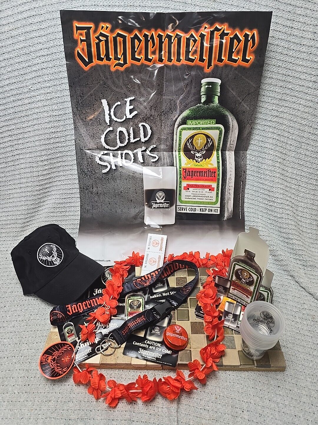Jägermeister vintage lot. hat Lanyard, poster, stickers, tickets, Lay, Cups