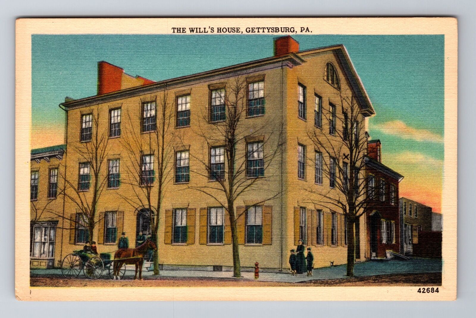 Gettysburg PA-Pennsylvania, The Will's House, Antique, Vintage Postcard